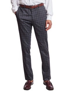  Downing Pants - slim - Grey Dark Burgundy Check