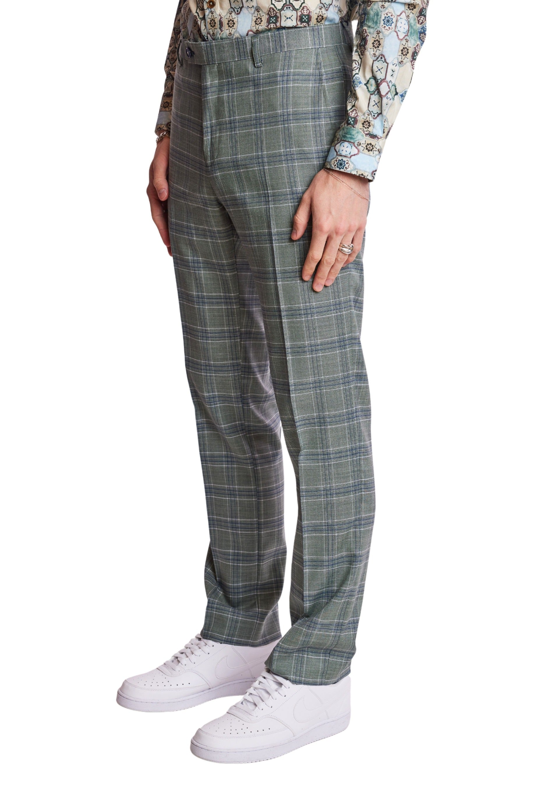 Downing Pants - slim - Green Blue White Check