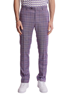  Downing Pants - slim - Lilac White Blue Check