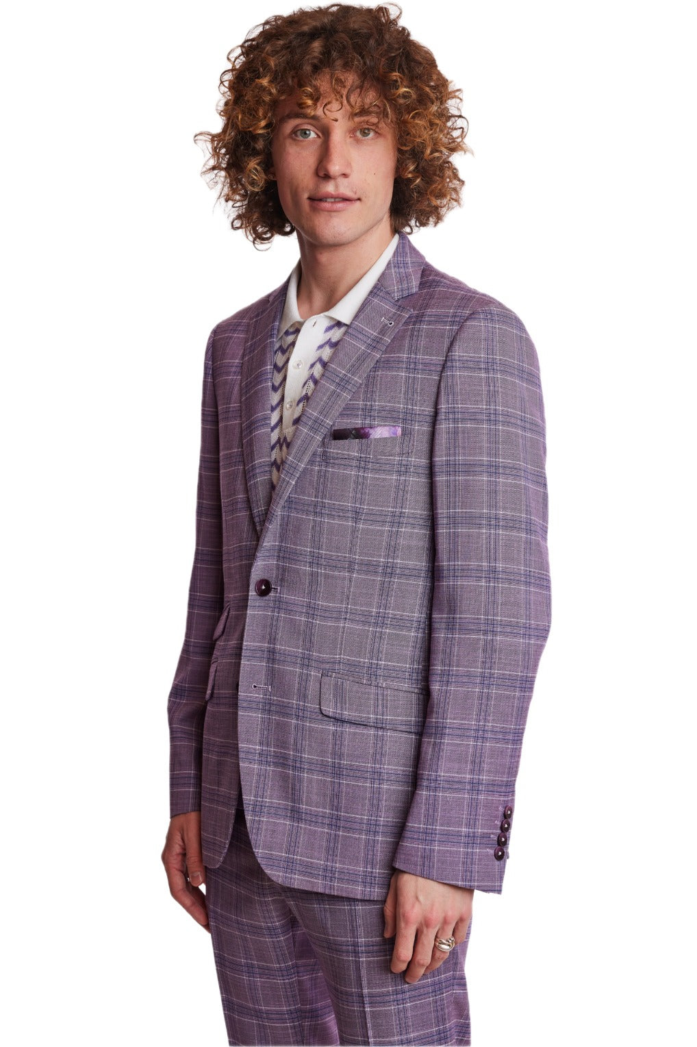 Dover Notch Jacket  - slim - Lilac White Blue Check