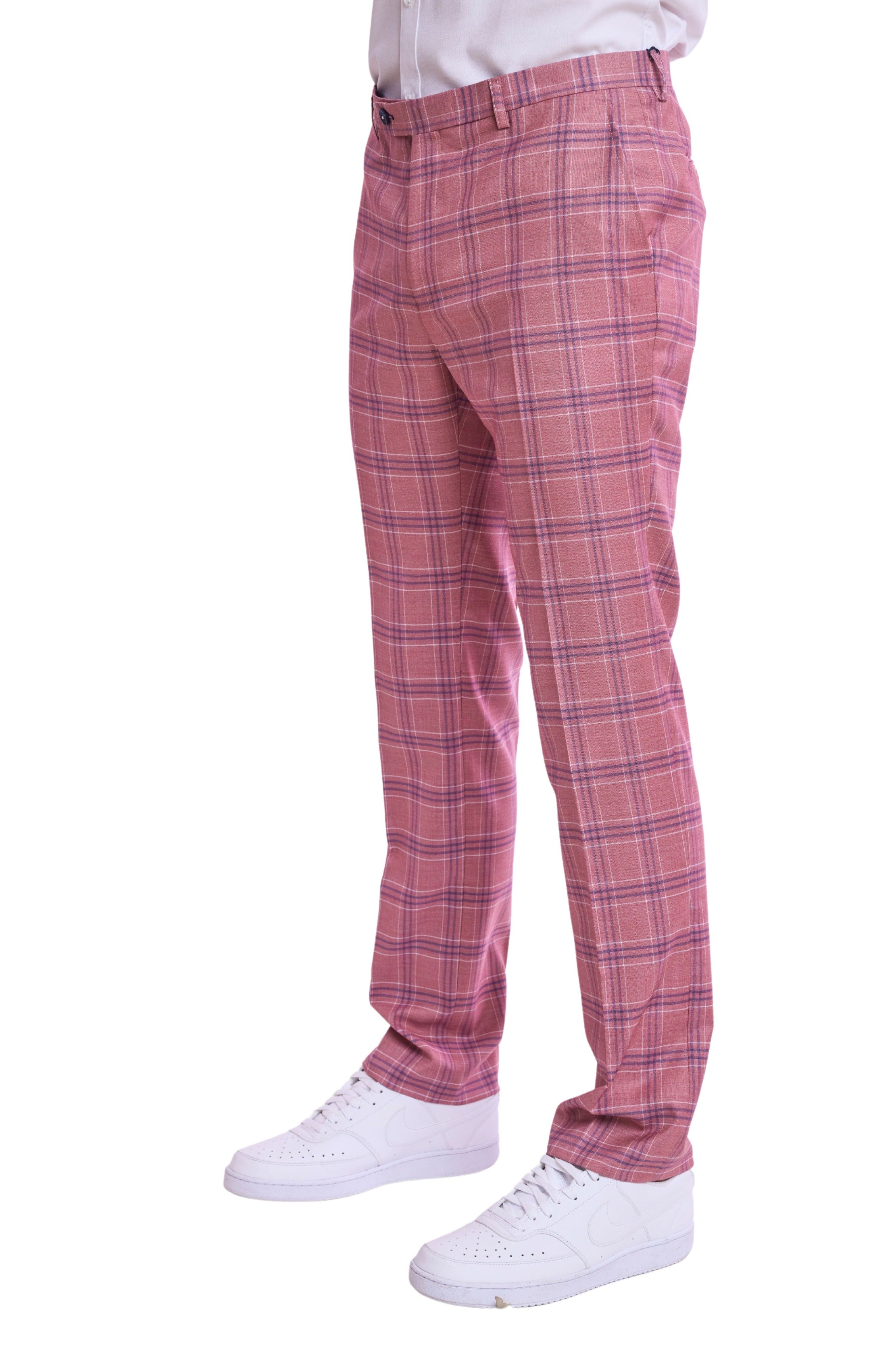 Downing Pants - slim - Pink Blue White Check