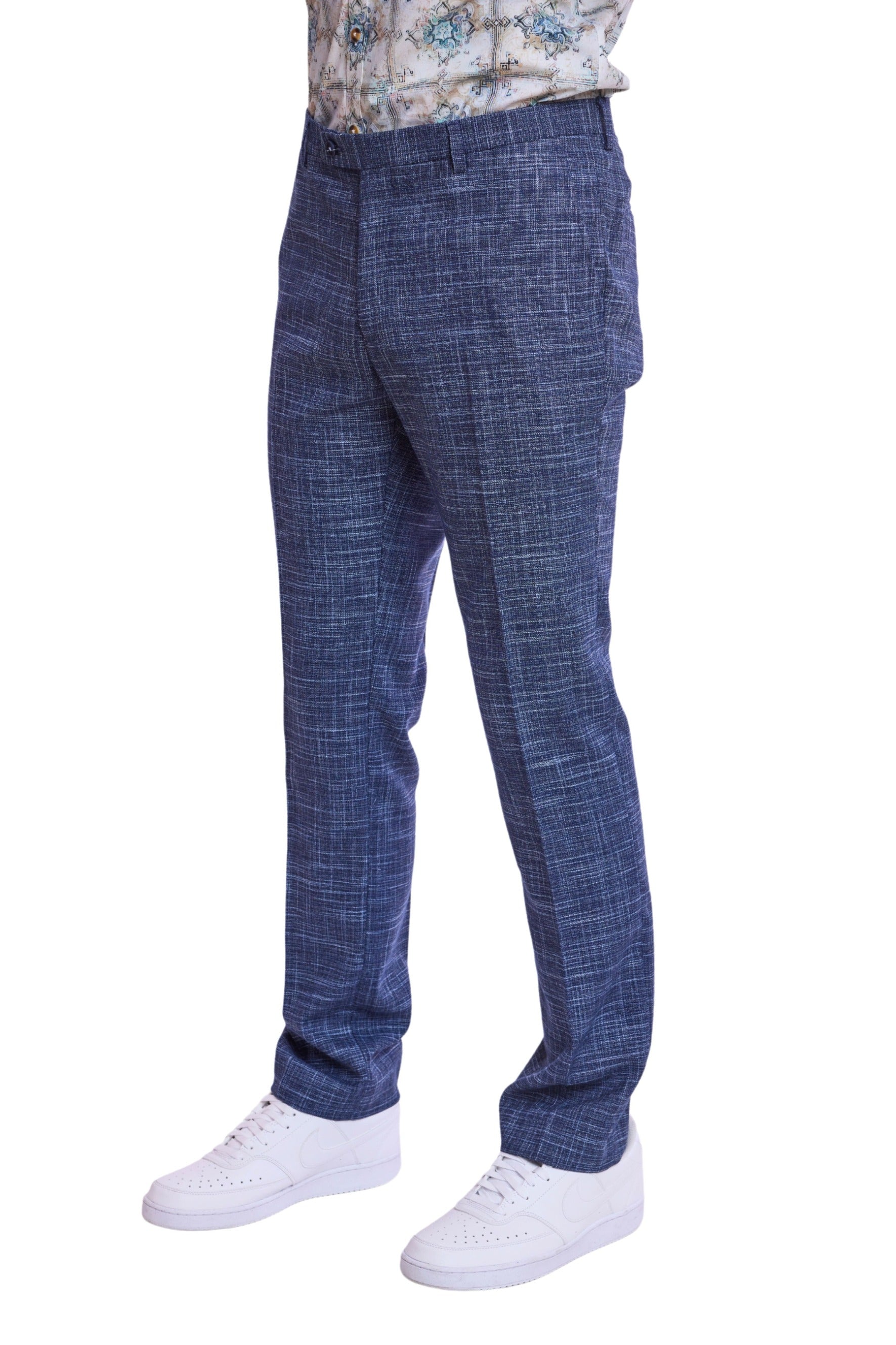 Downing Pants - slim - Navy Lt Blue Texture