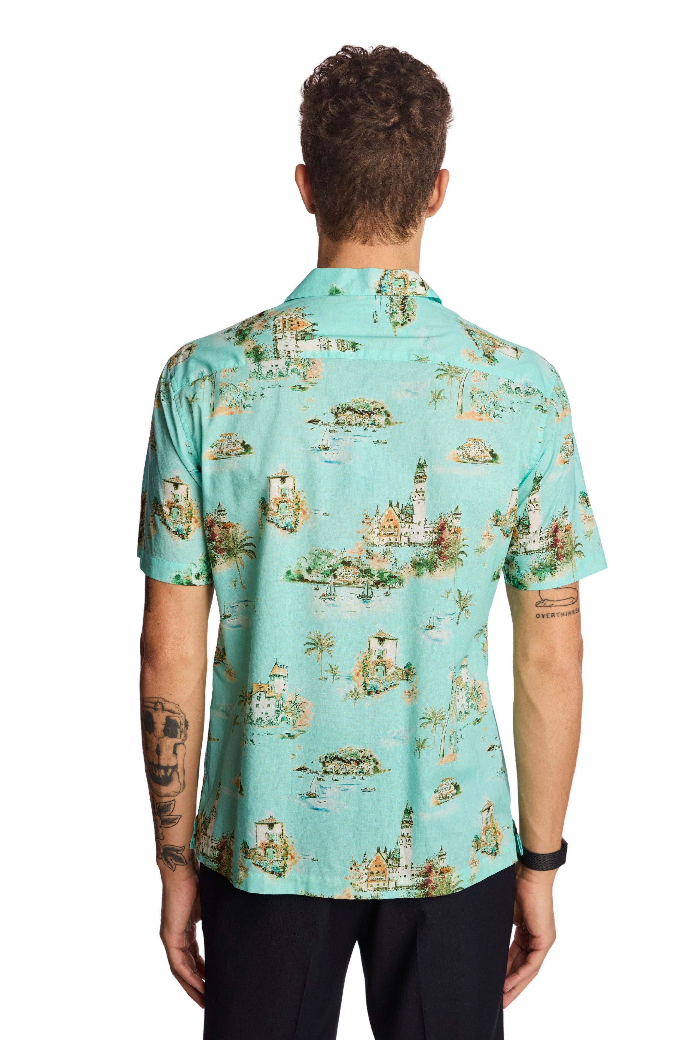 S/S Camp Collar Shirt - Green Summer Island