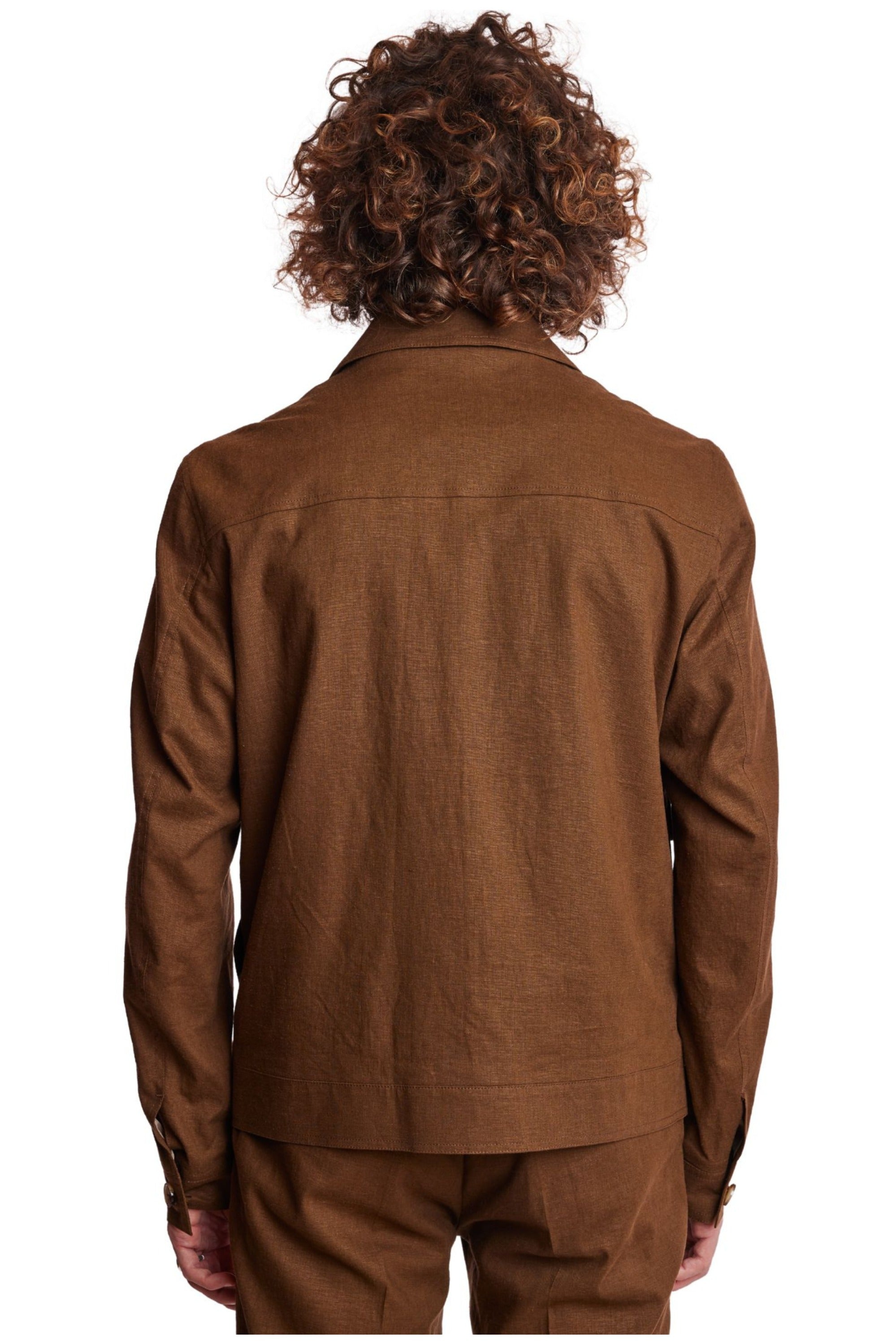 Milo Bomber Jacket - slim - Brown Linen