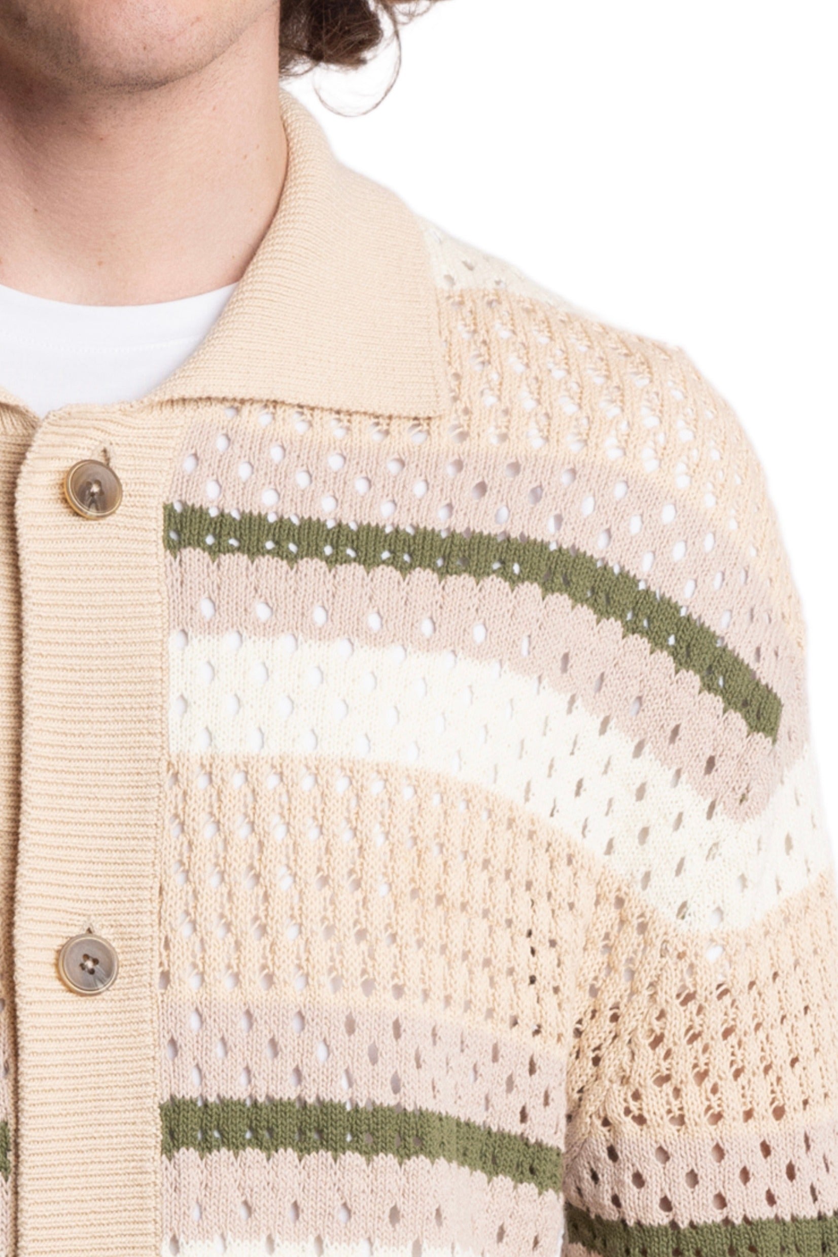 Crochet Cardigan - Natural & Olive