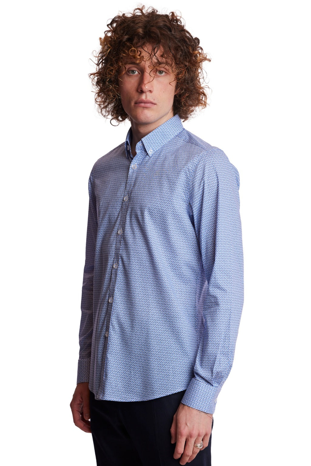 Brian Button Down Shirt - Sky Blue Dots