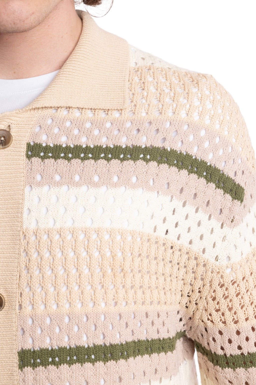 Crochet Cardigan - Natural & Olive