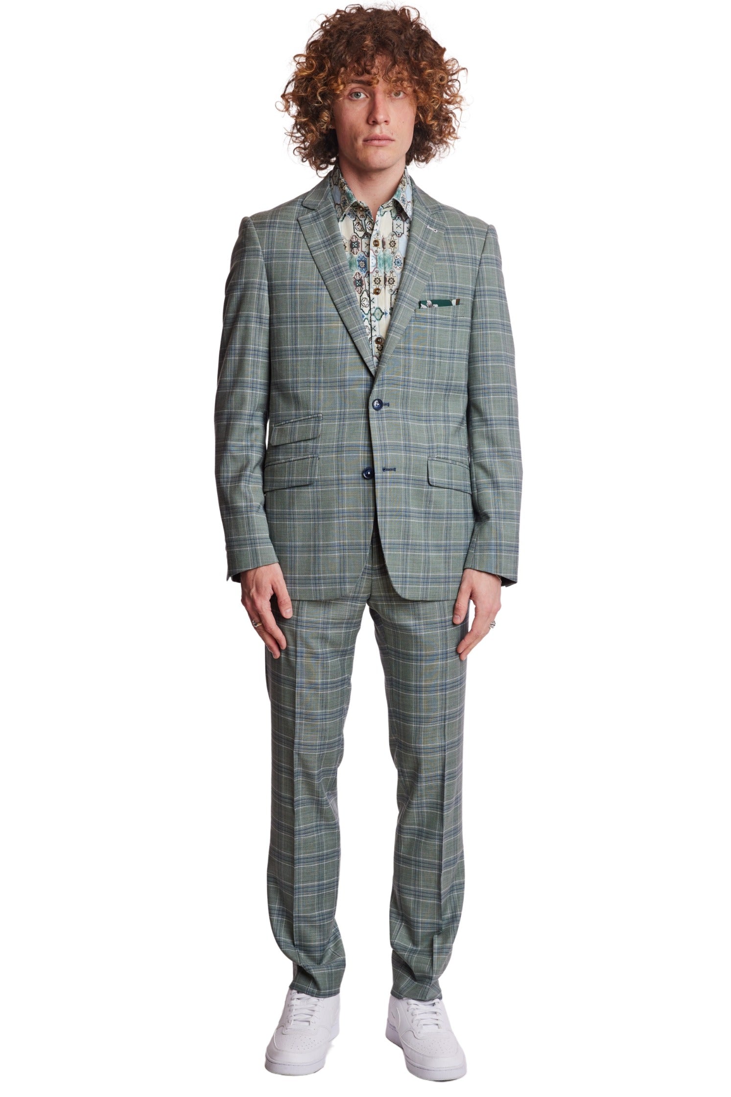 Dover Notch Jacket  - slim - Green Blue White Check