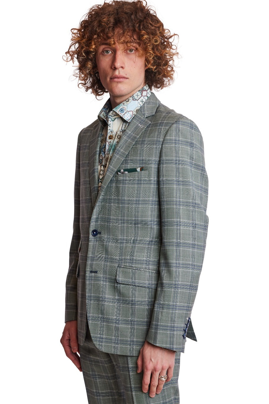 Dover Notch Jacket  - slim - Green Blue White Check