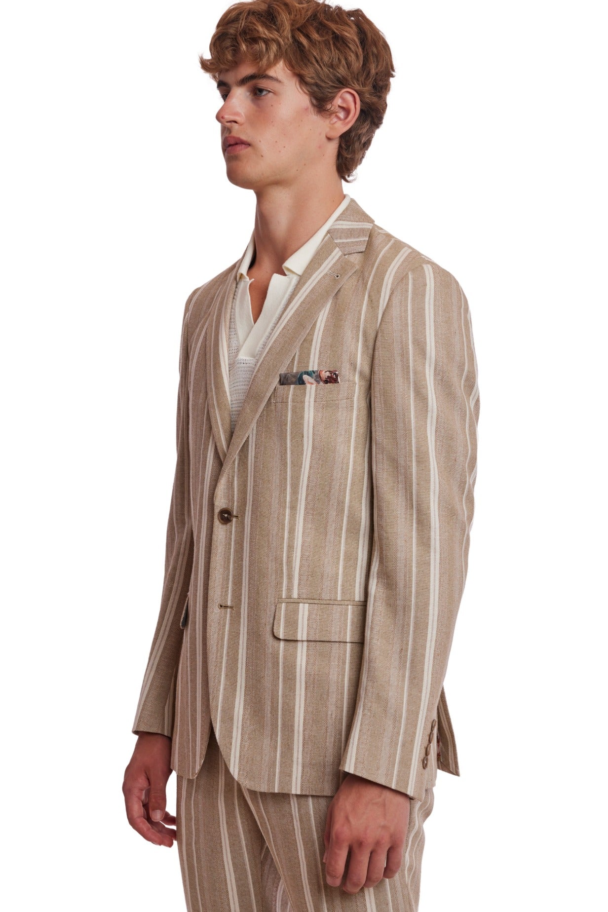 Dover Notch Jacket - slim - Tan Beige Stripes