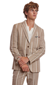  Dover Notch Jacket - slim - Tan Beige Stripes