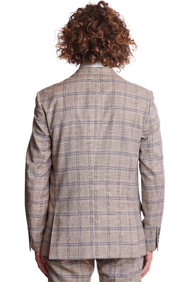 Dover Notch Jacket - slim - Tan Blue White Check