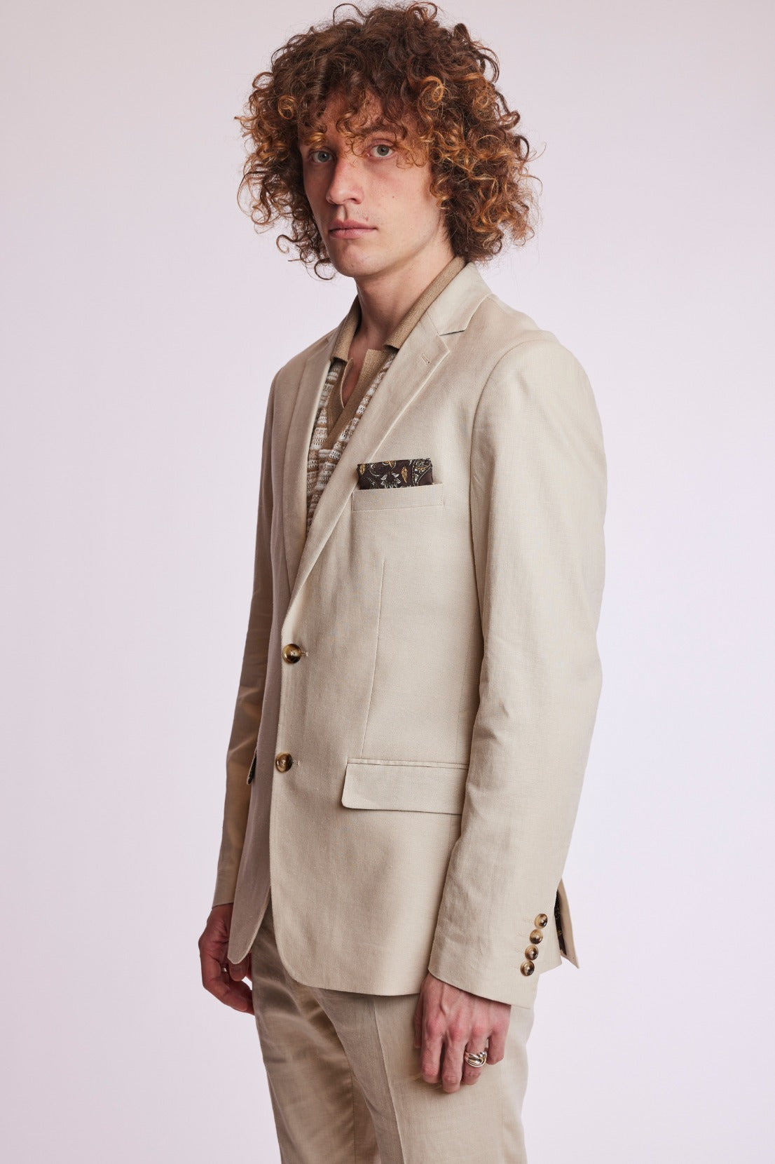 Dover Notch Jacket - slim - Tan Linen