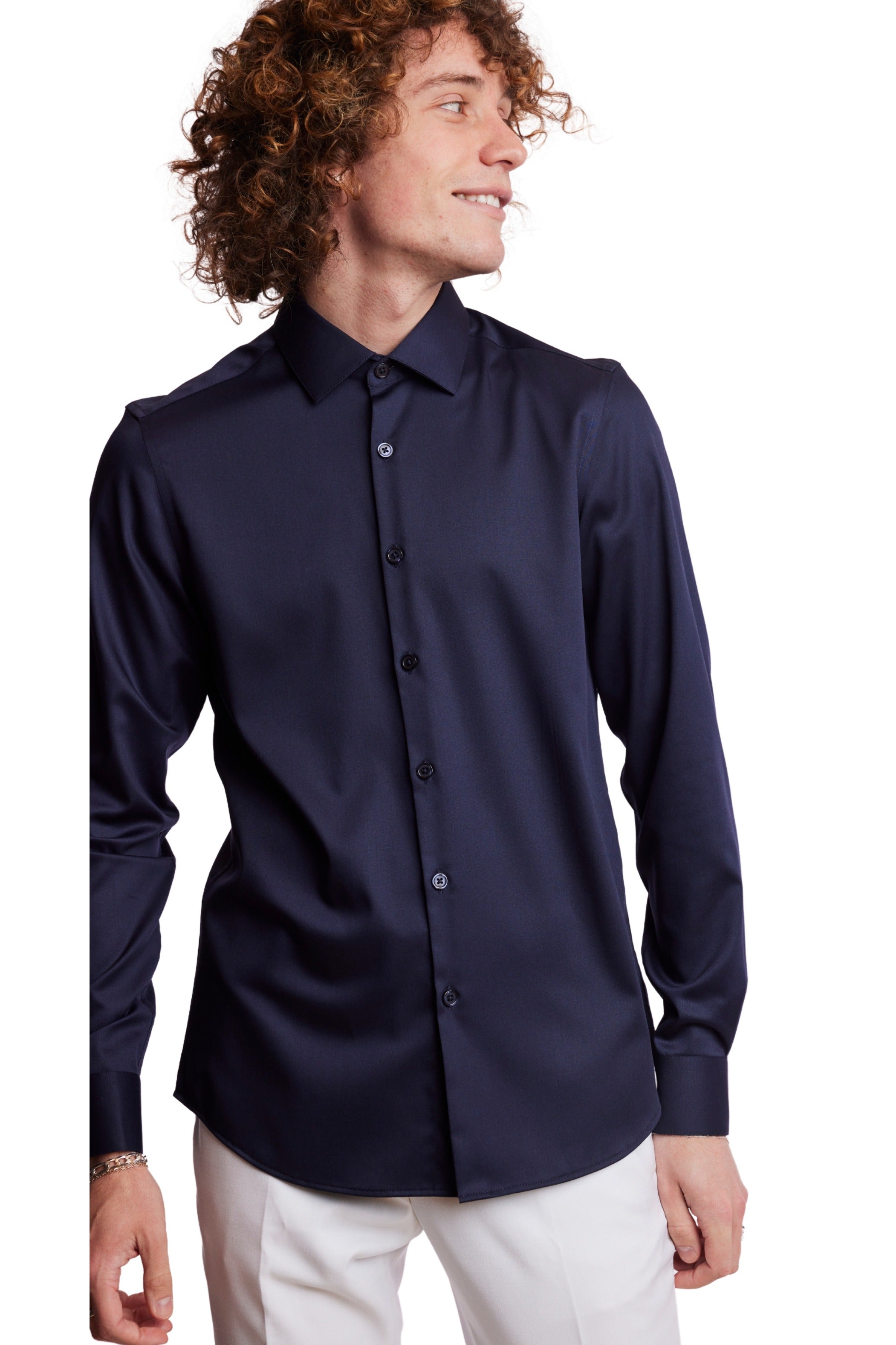 Parker Pointed Collar Shirt - Navy