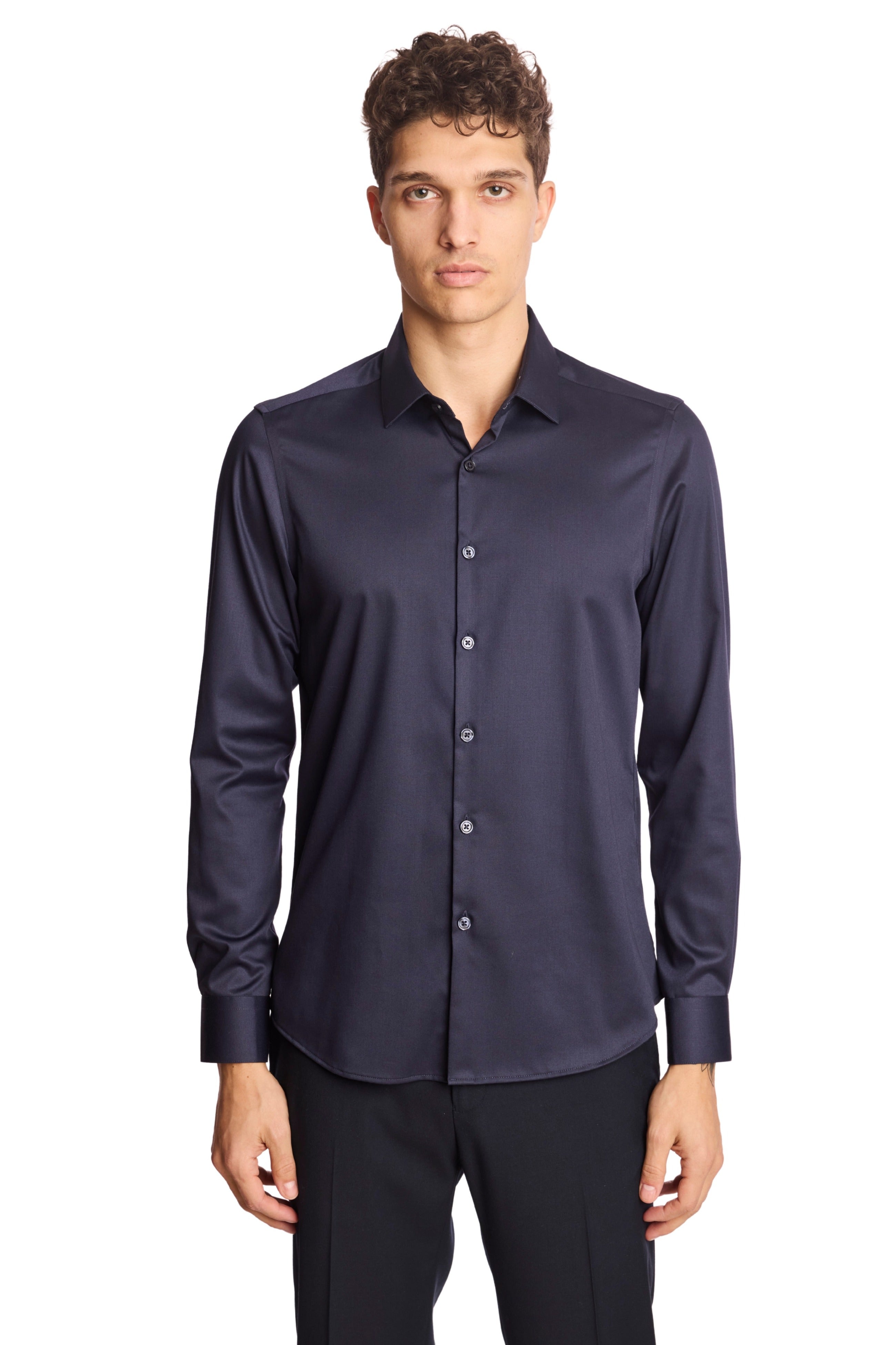 Parker Pointed Collar Shirt - Navy