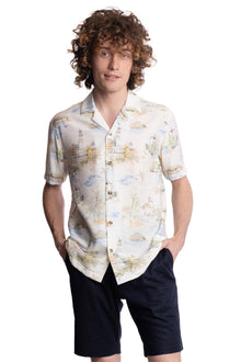  S/S Camp Collar Shirt - White Summer Island