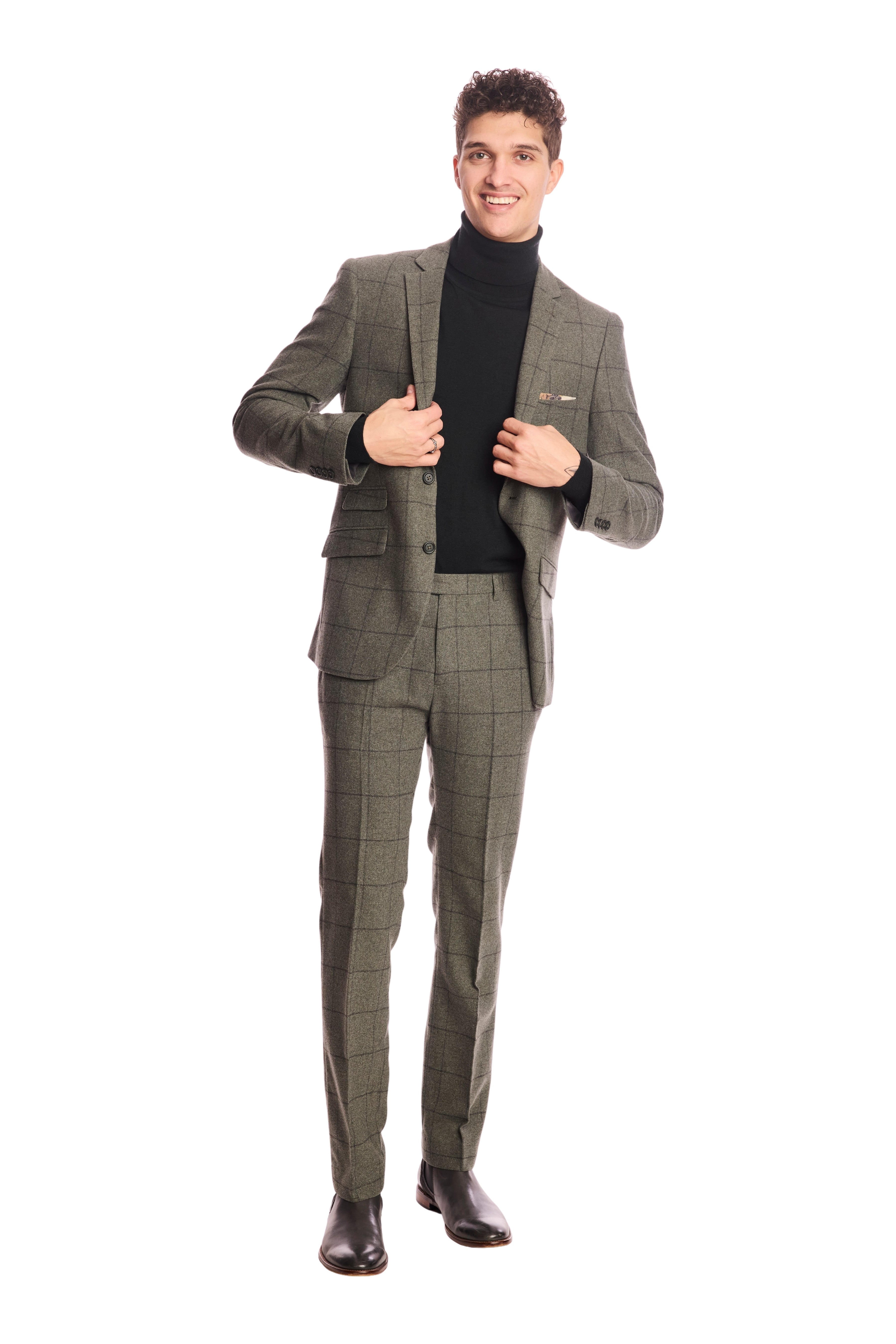 Dover Notch Jacket - slim - Sage Windowpane