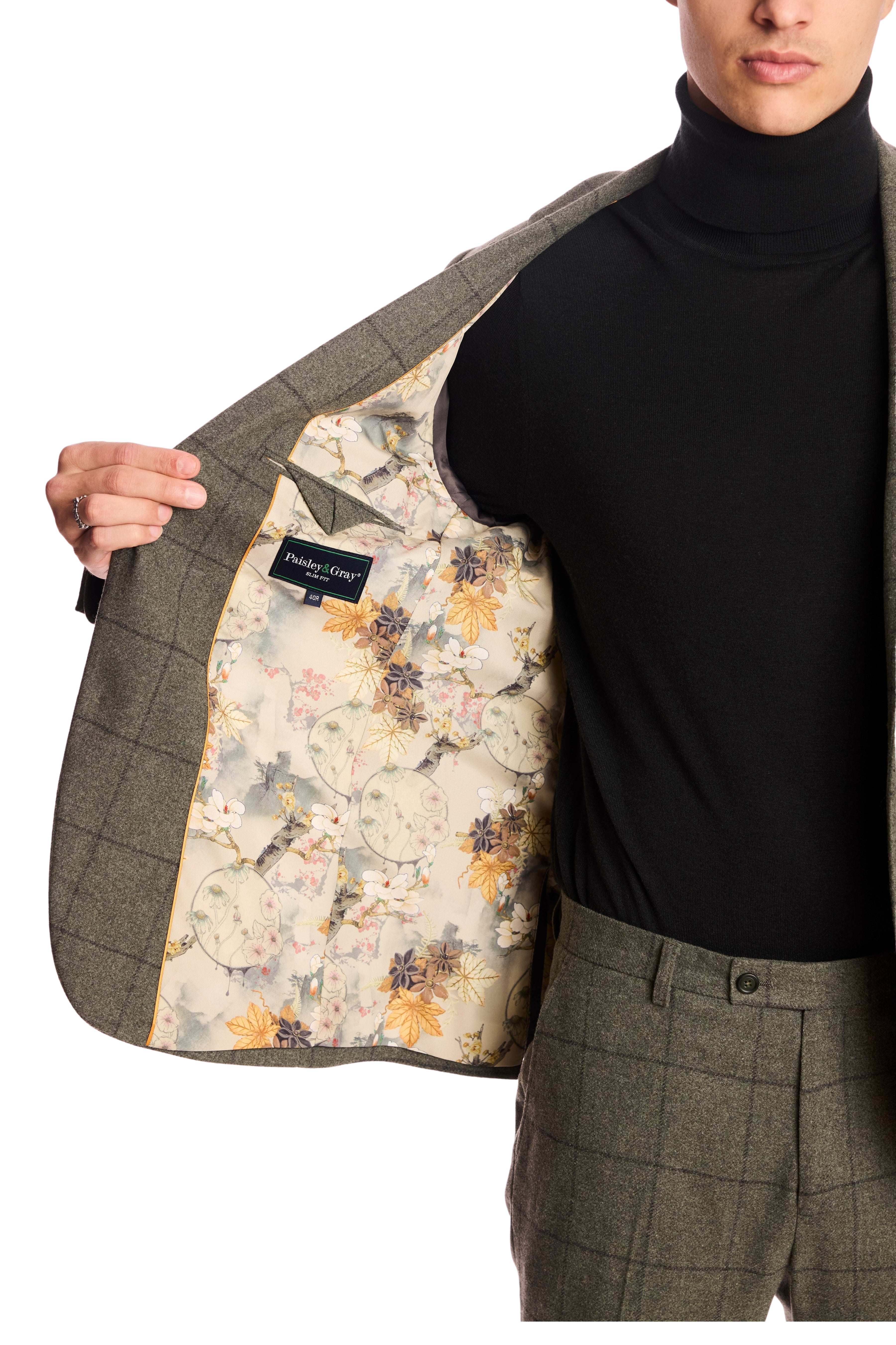 Dover Notch Jacket - slim - Sage Windowpane