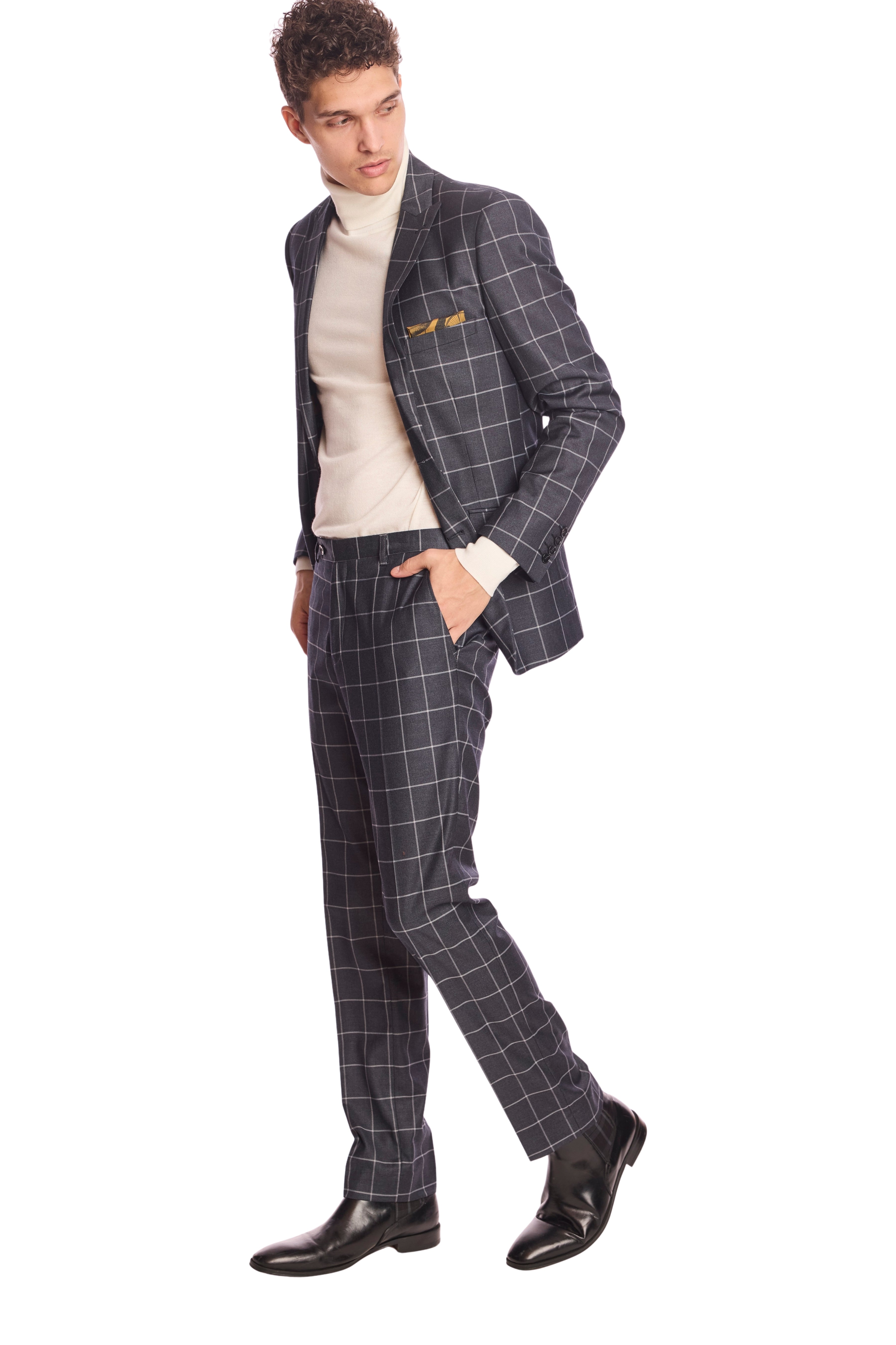 Ashton Peak Jacket - slim - Charcoal Windowpane