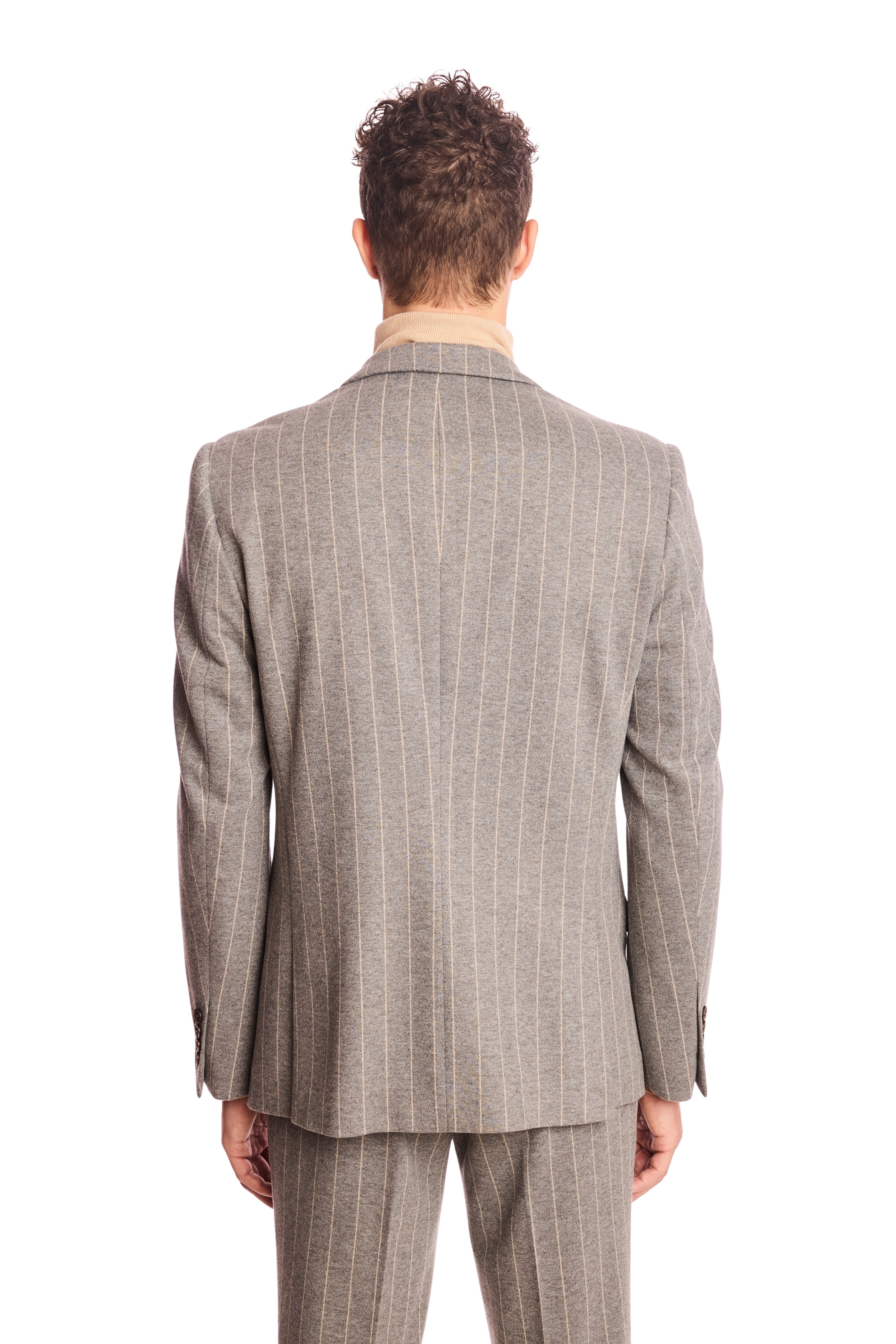 Dover Notch Jacket - slim - LT Grey Tan Pinstripe