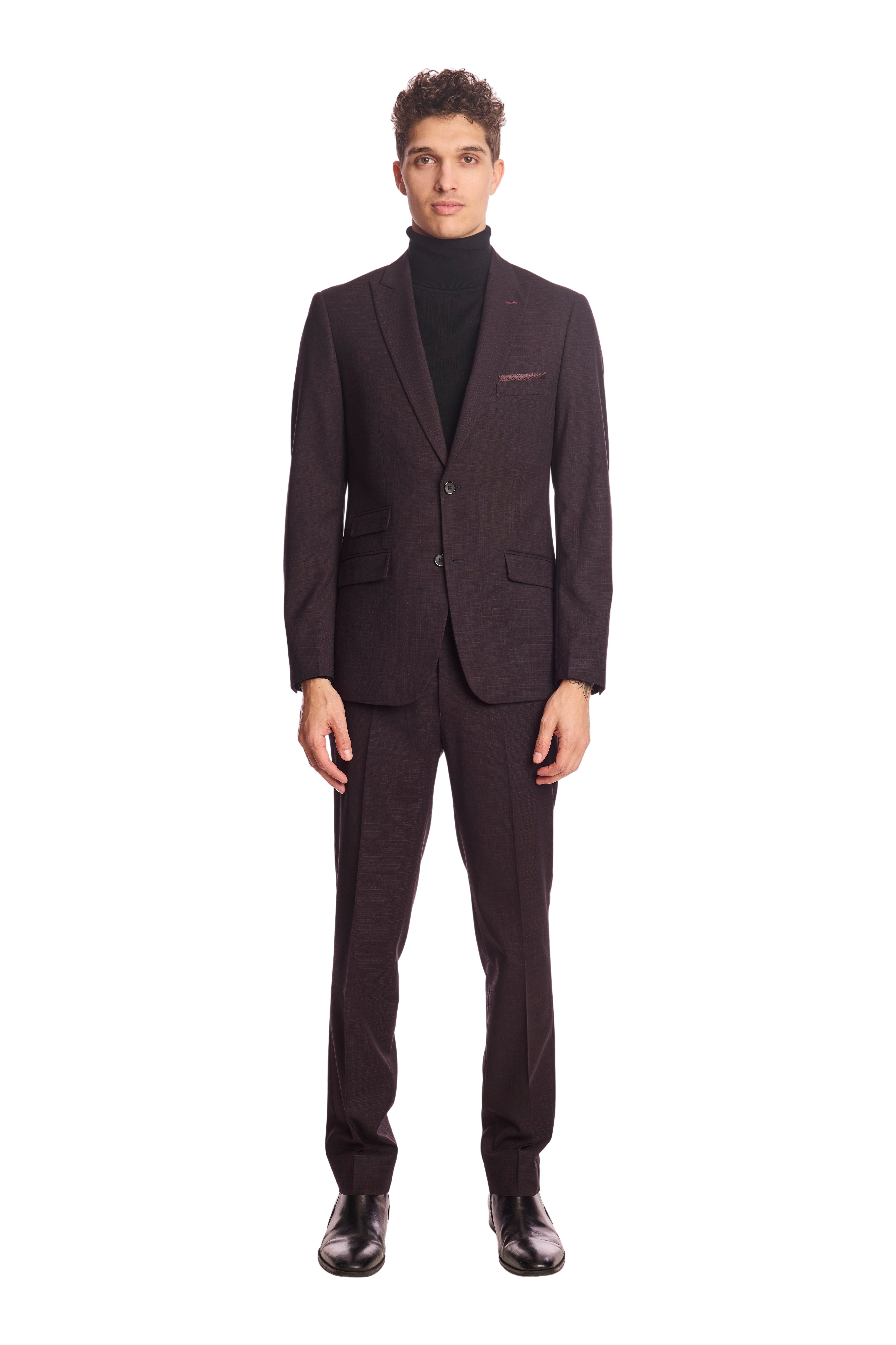 Ashton Peak Jacket - slim - Black Burgundy Grid