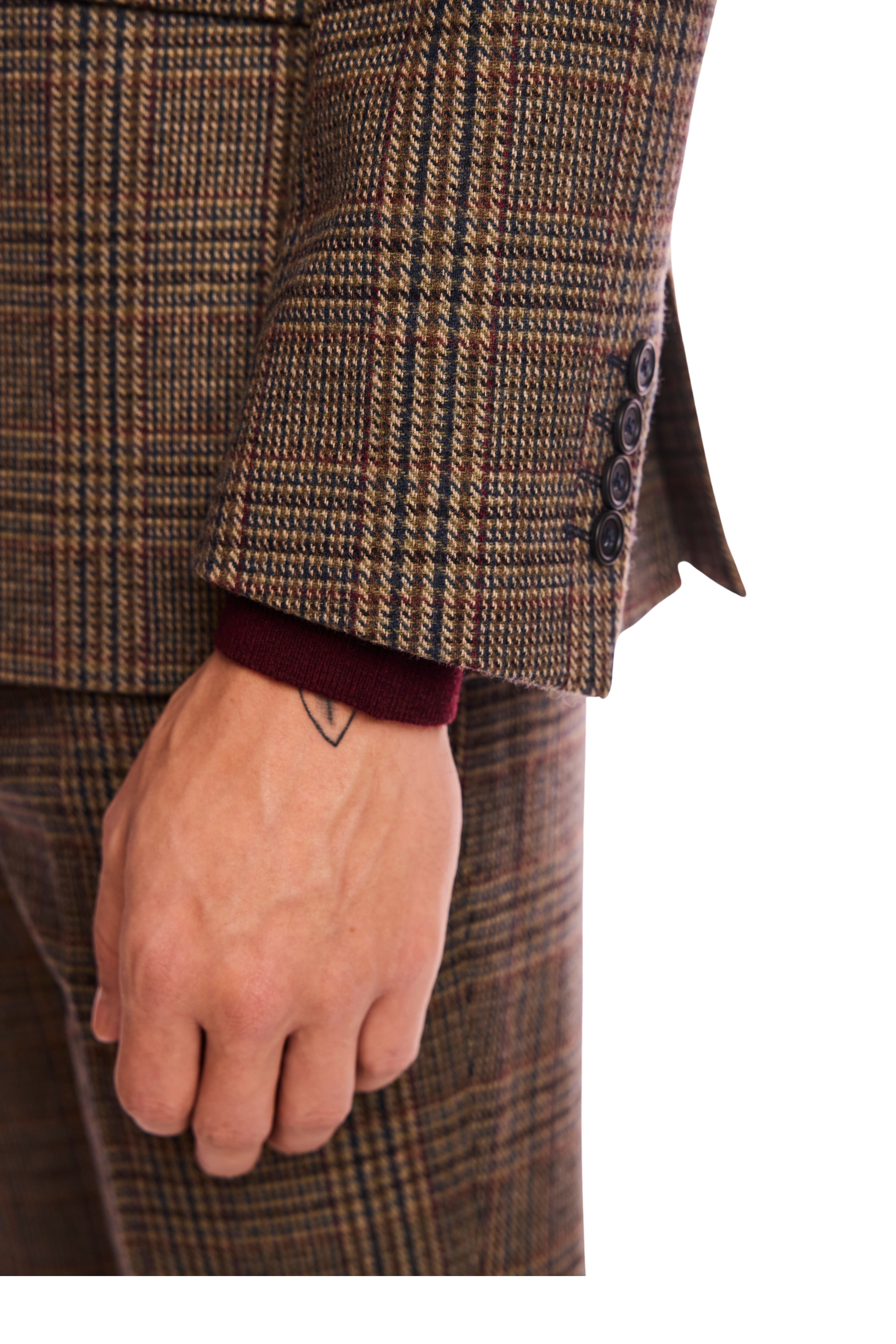 Ashton Peak Jacket - slim - Teal Burgundy Brown Plaid