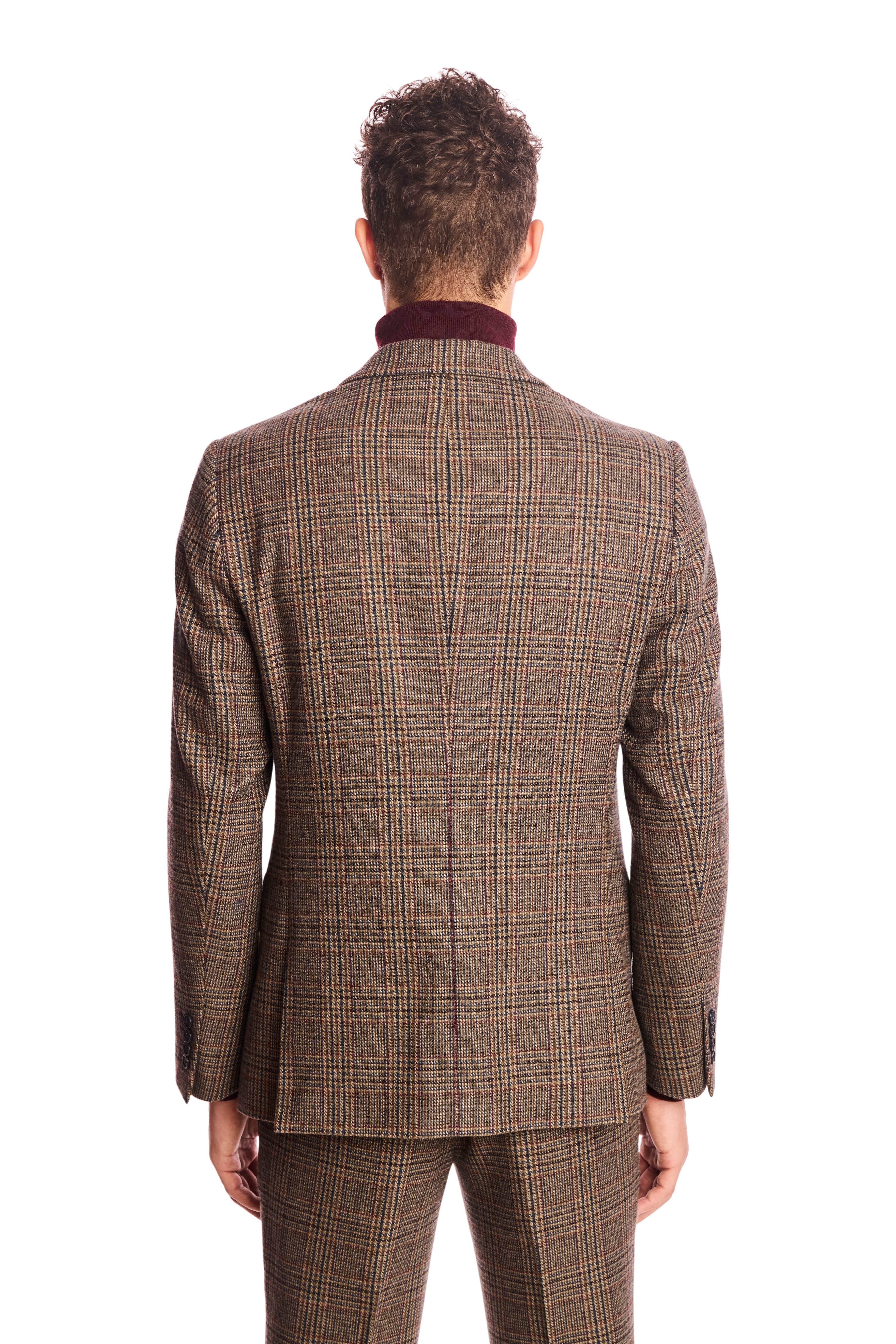 Ashton Peak Jacket - slim - Teal Burgundy Brown Plaid