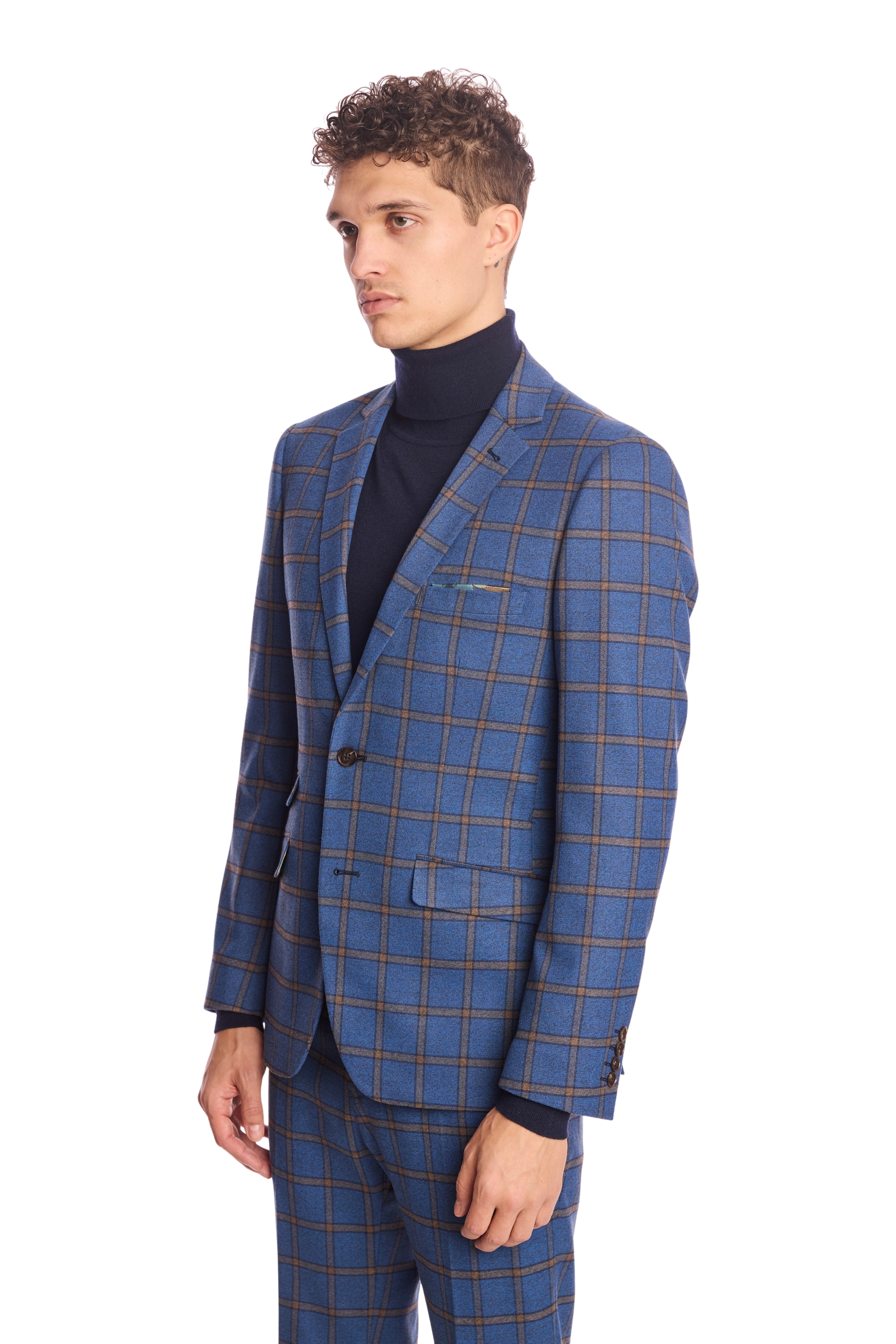Dover Notch Jacket - slim - Blue Yellow Windowpane