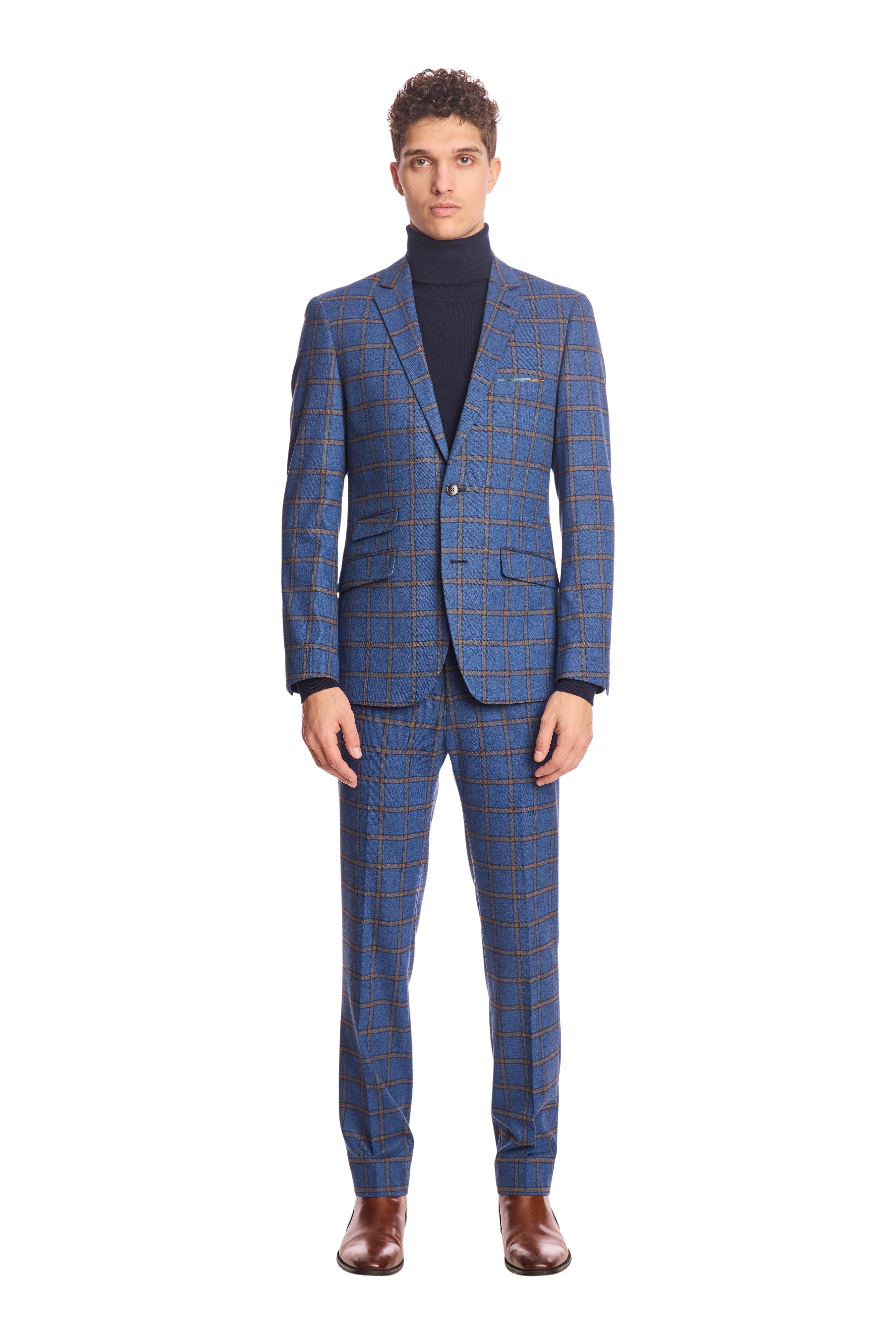 Dover Notch Jacket - slim - Blue Yellow Windowpane