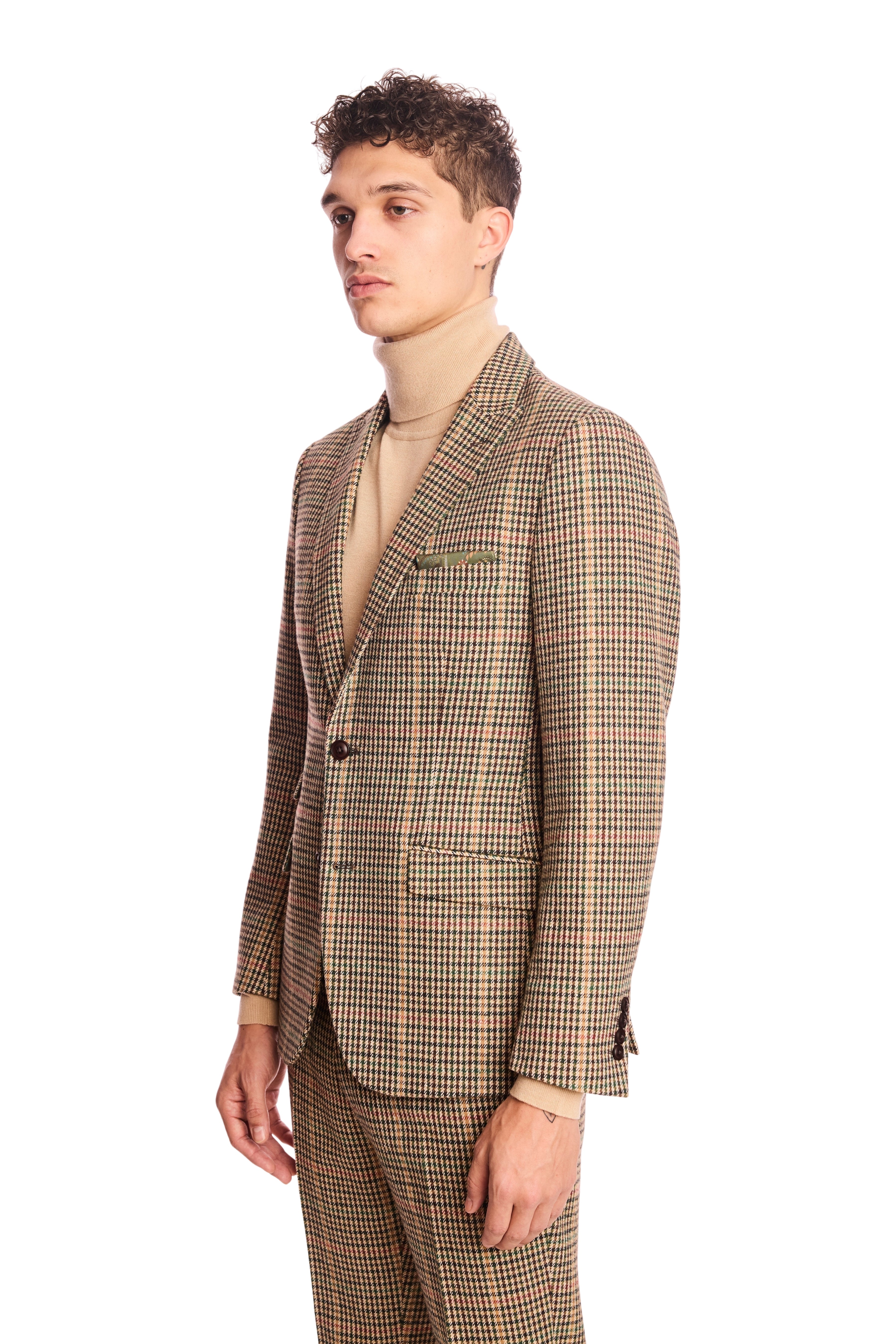 Ashton Peak Jacket - slim - Green Multi Houndstooth