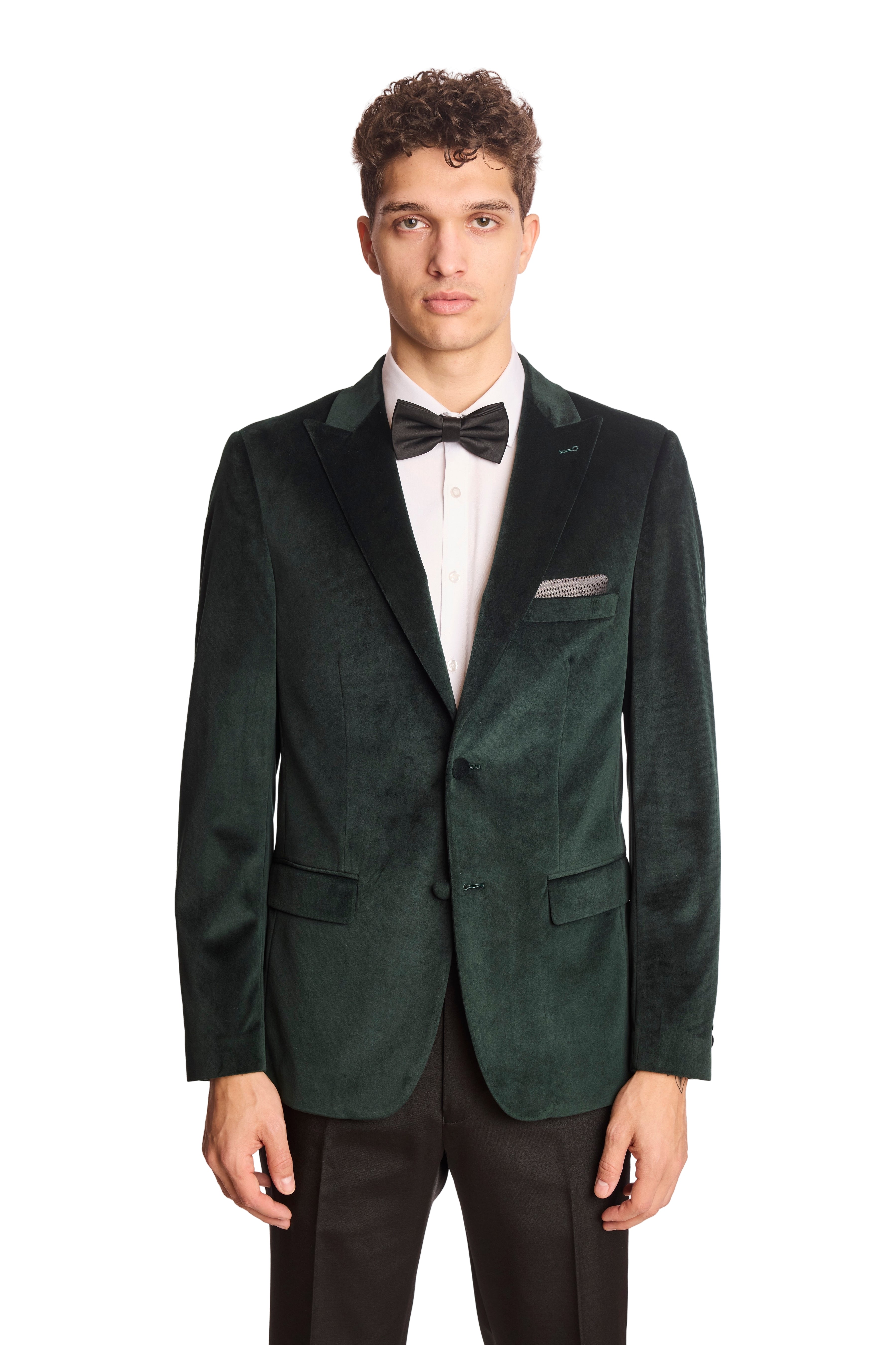 Kyle Big Peak Tux Jacket - slim - Dark Green Velvet
