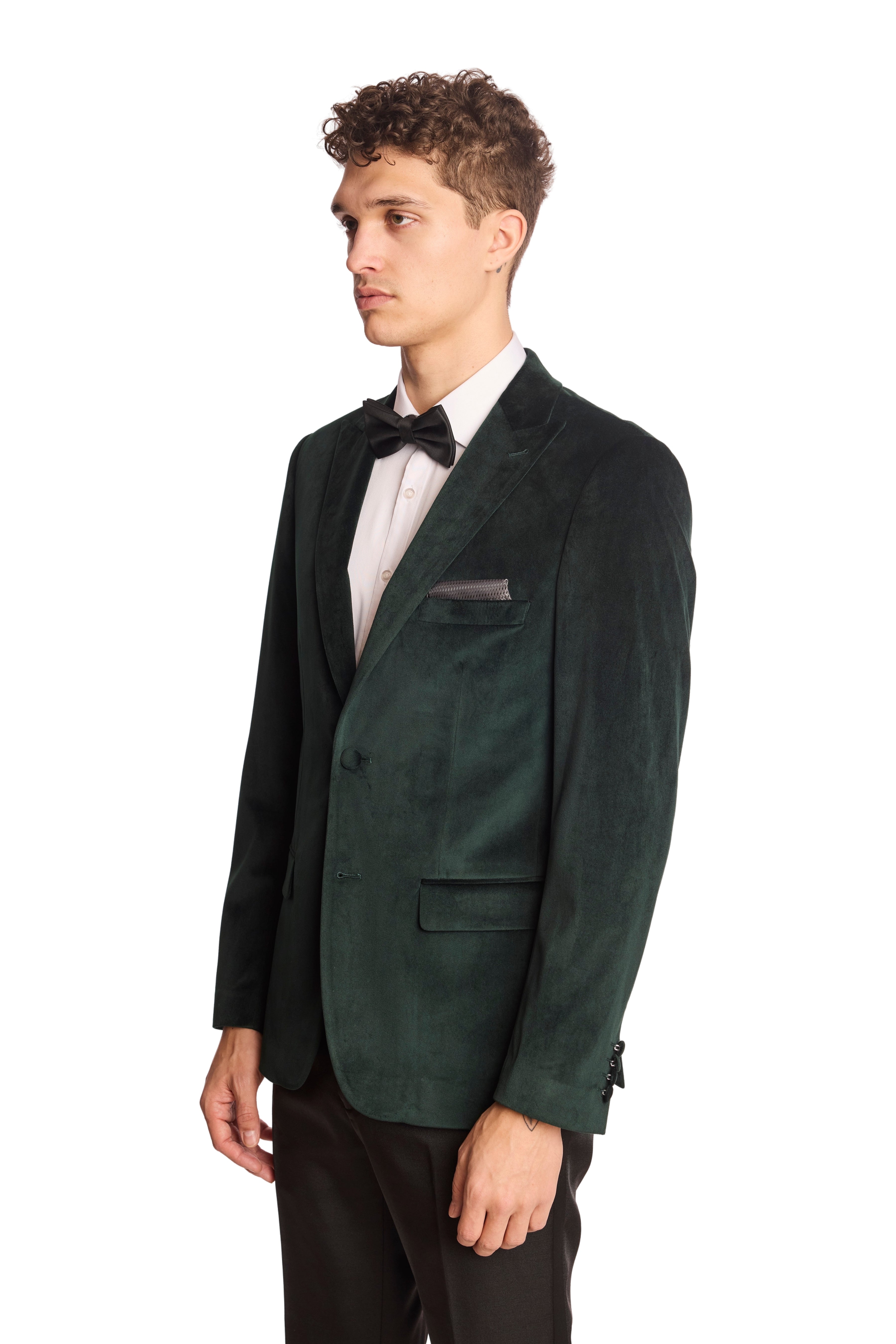 Kyle Big Peak Tux Jacket - slim - Dark Green Velvet