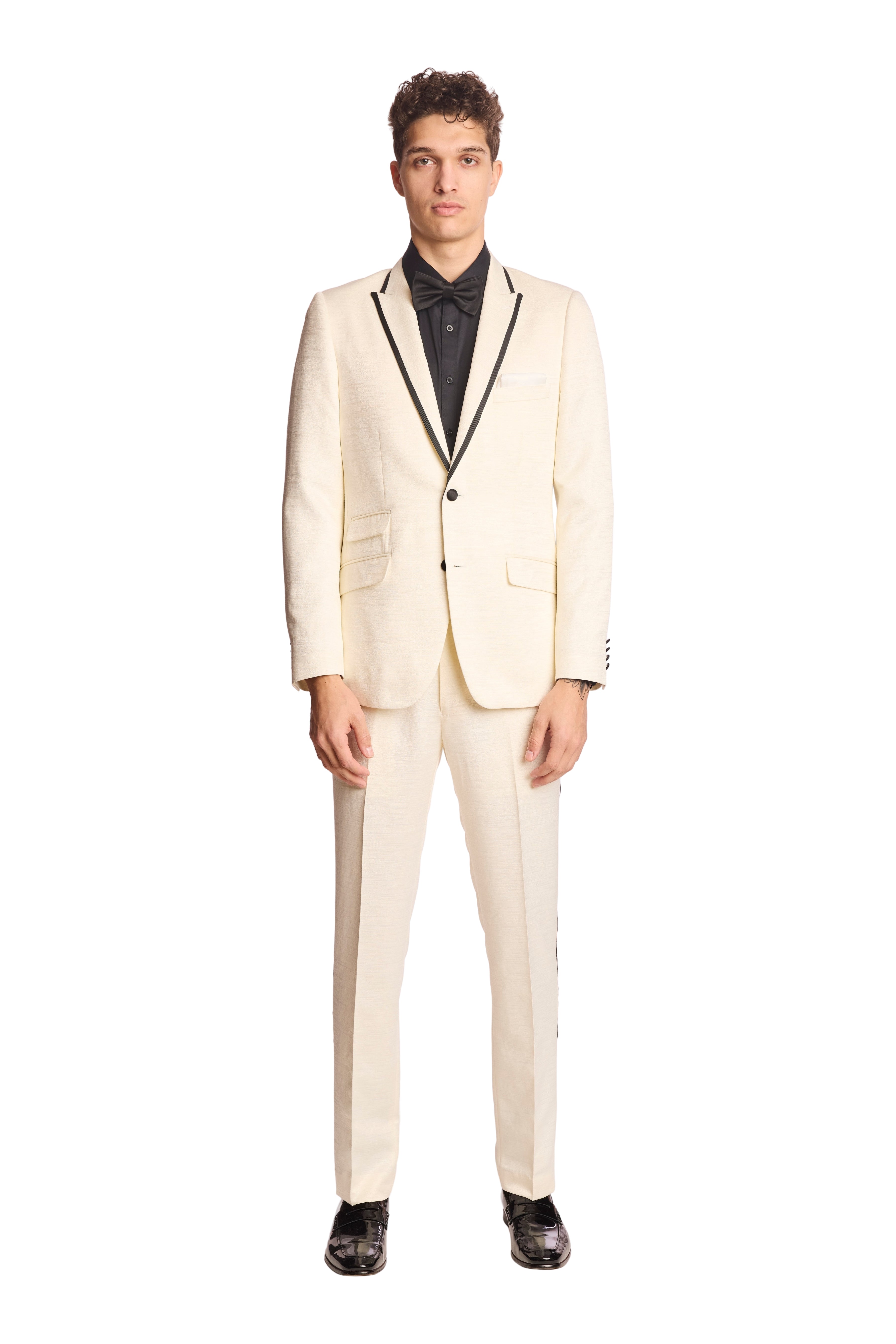 Grosvenor Peak Tux Jacket - slim - Milk White Jacquard