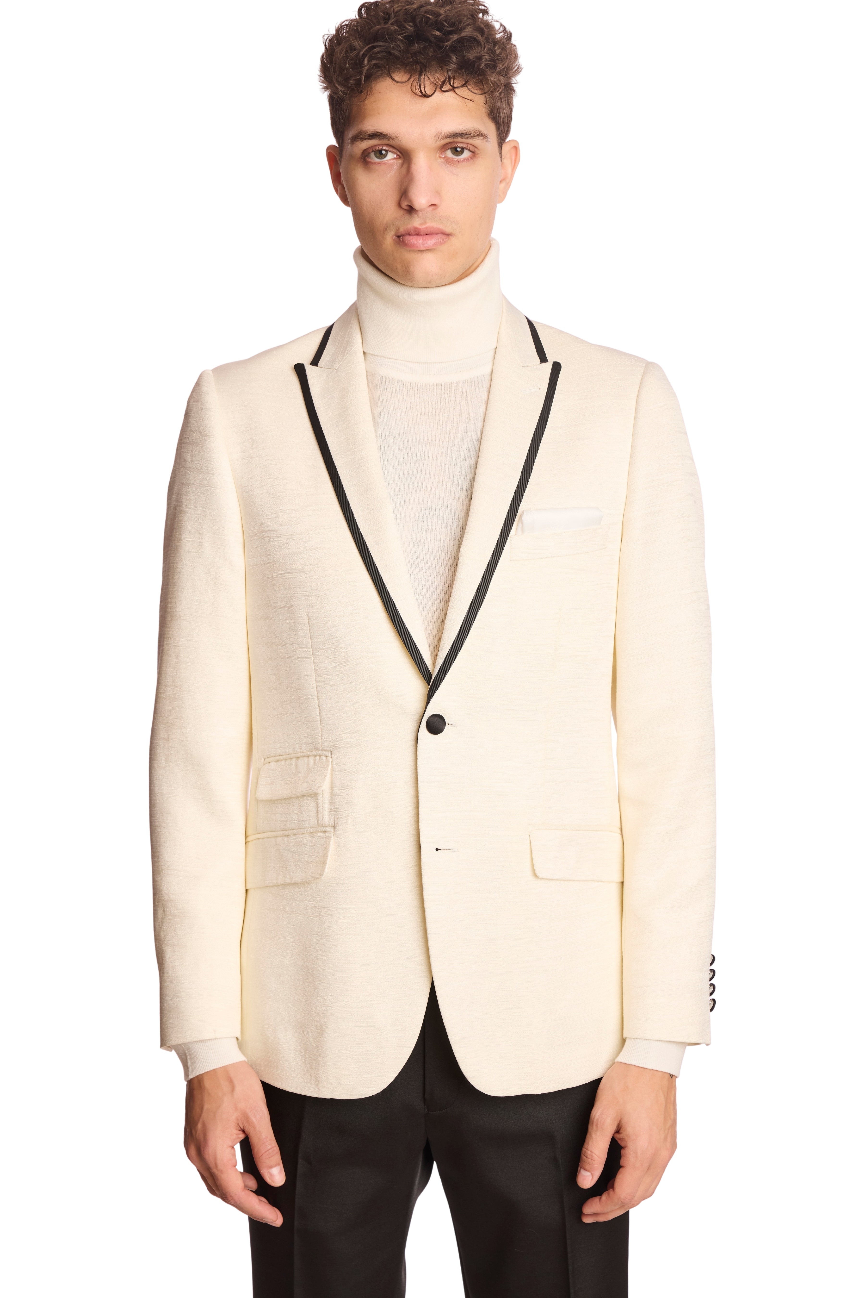 Grosvenor Peak Tux Jacket - slim - Milk White Jacquard