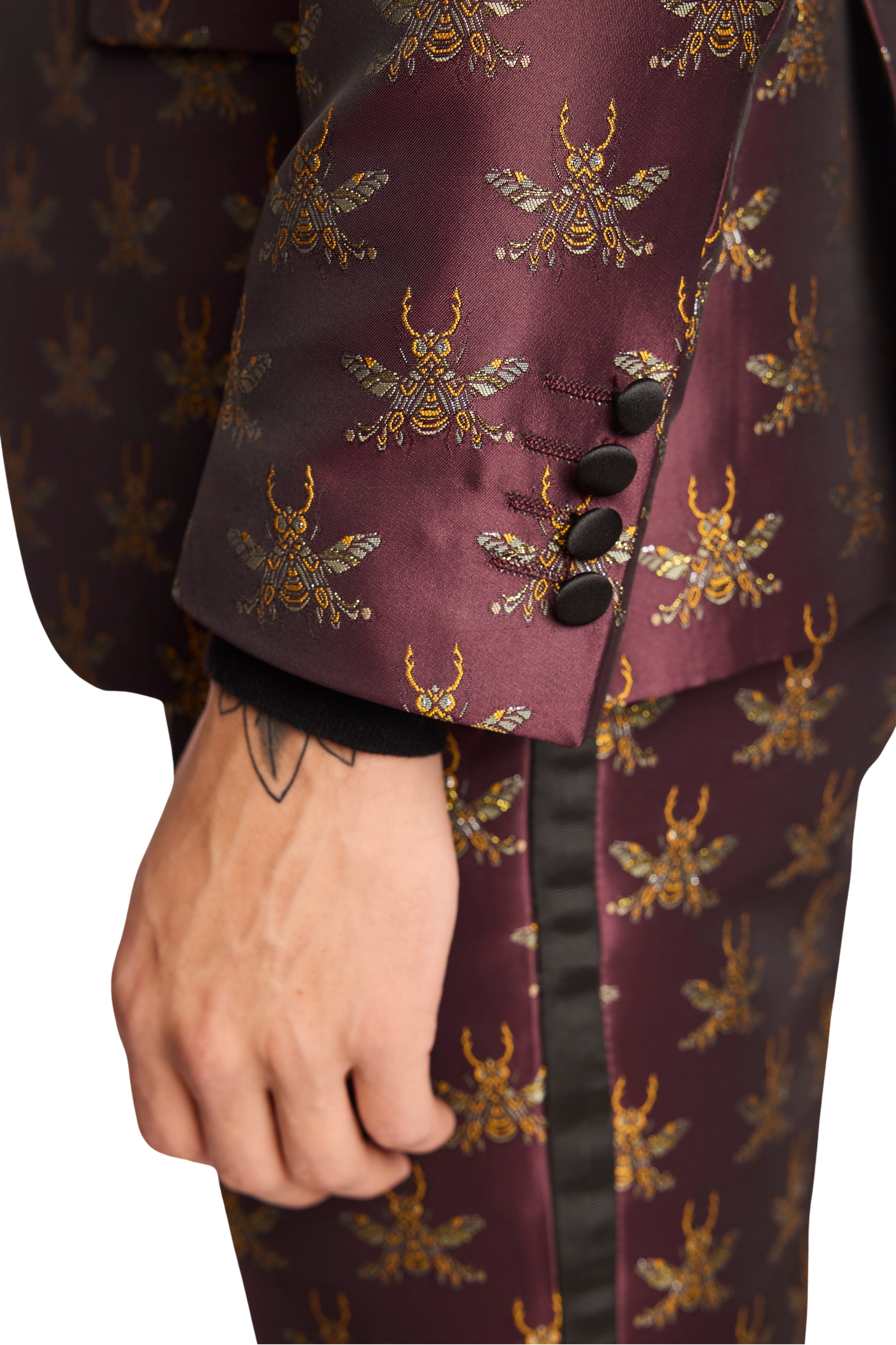 Grosvenor Peak Tux Jacket - slim - Cherry Lacquer Bees