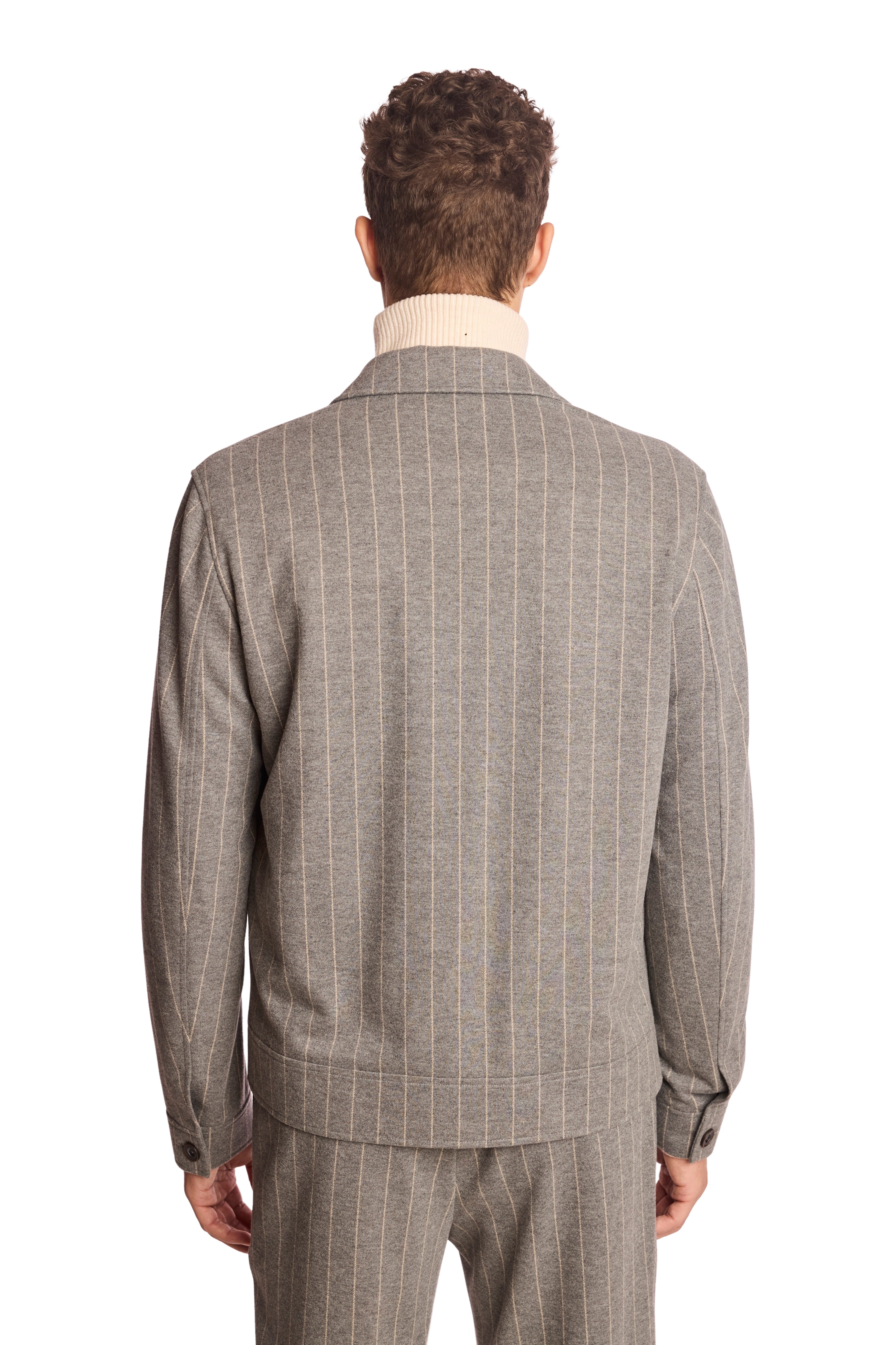 Hilo Button Jacket - LT Grey Tan Pinstripe