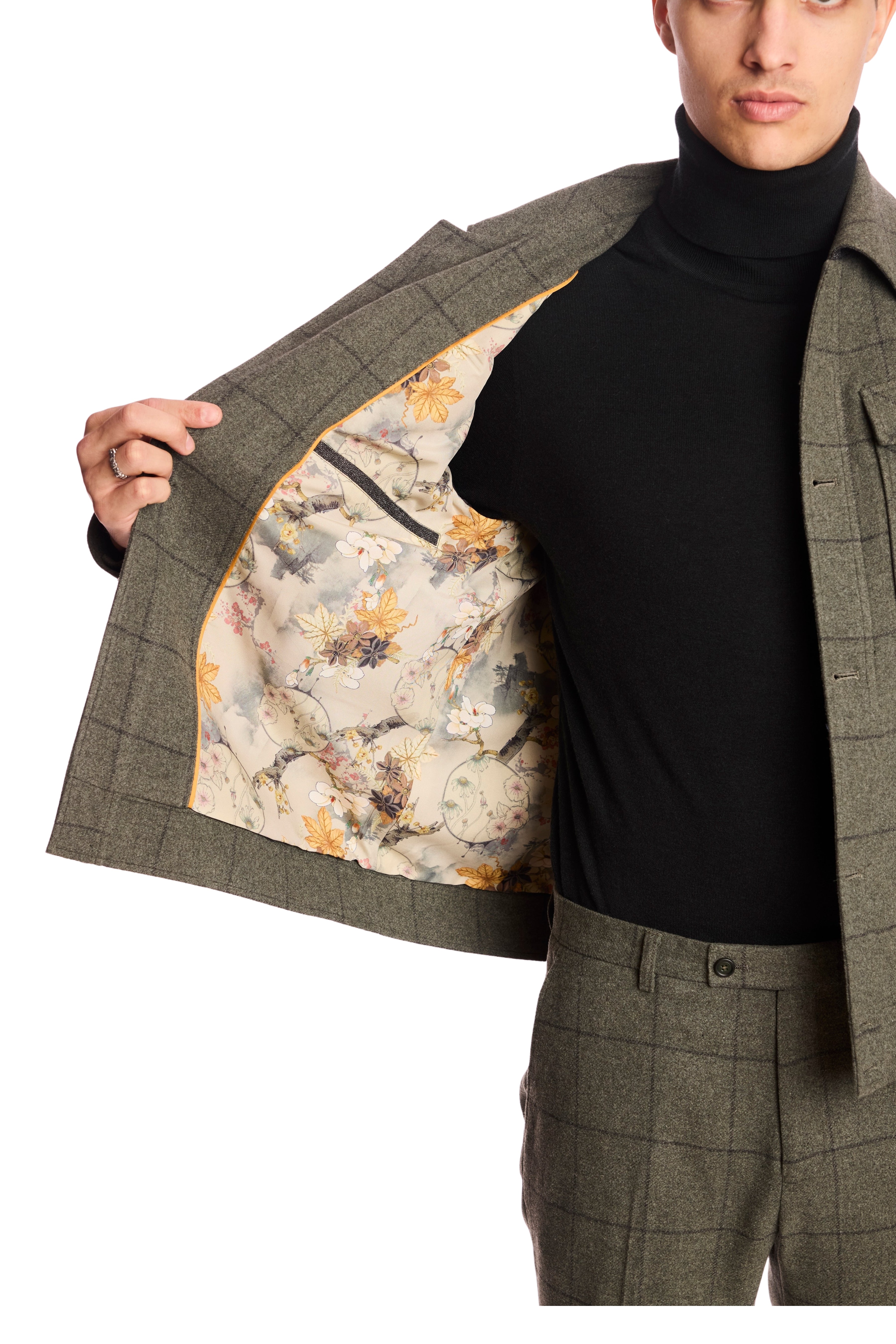 Hilo Button Jacket - Sage Windowpane