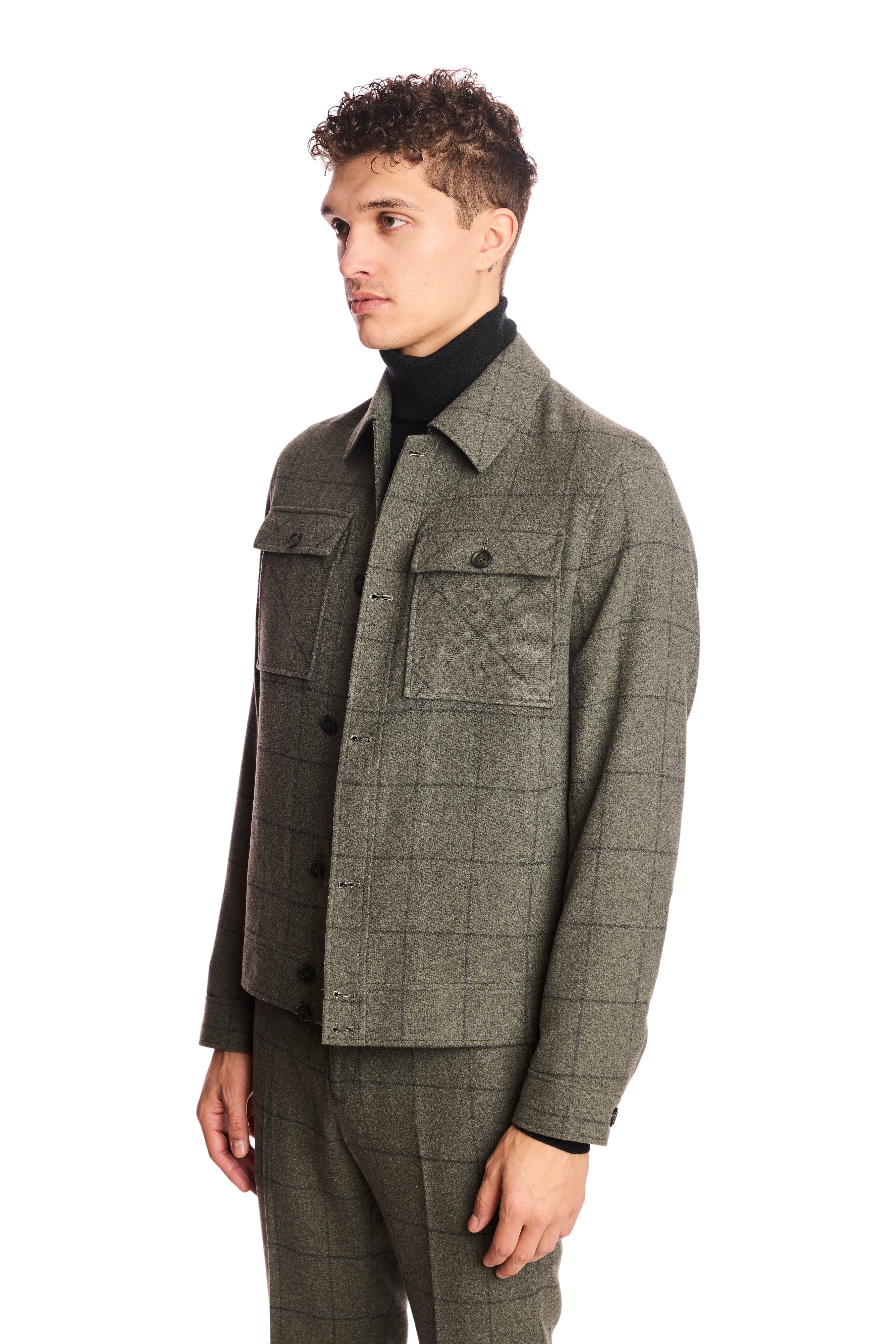 Hilo Button Jacket - Sage Windowpane
