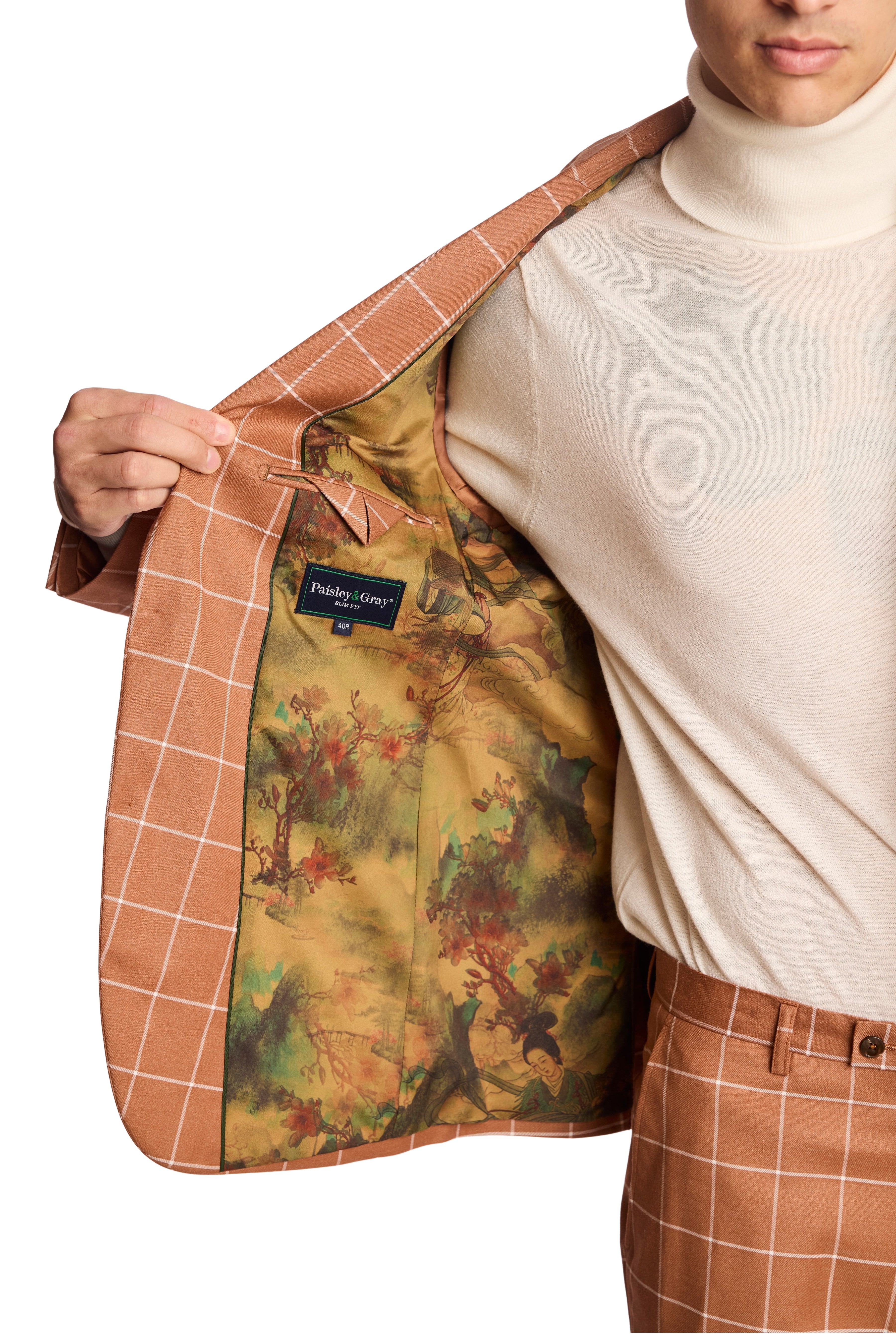Ashton Peak Jacket - slim - Pumpkin Spice Windowpane