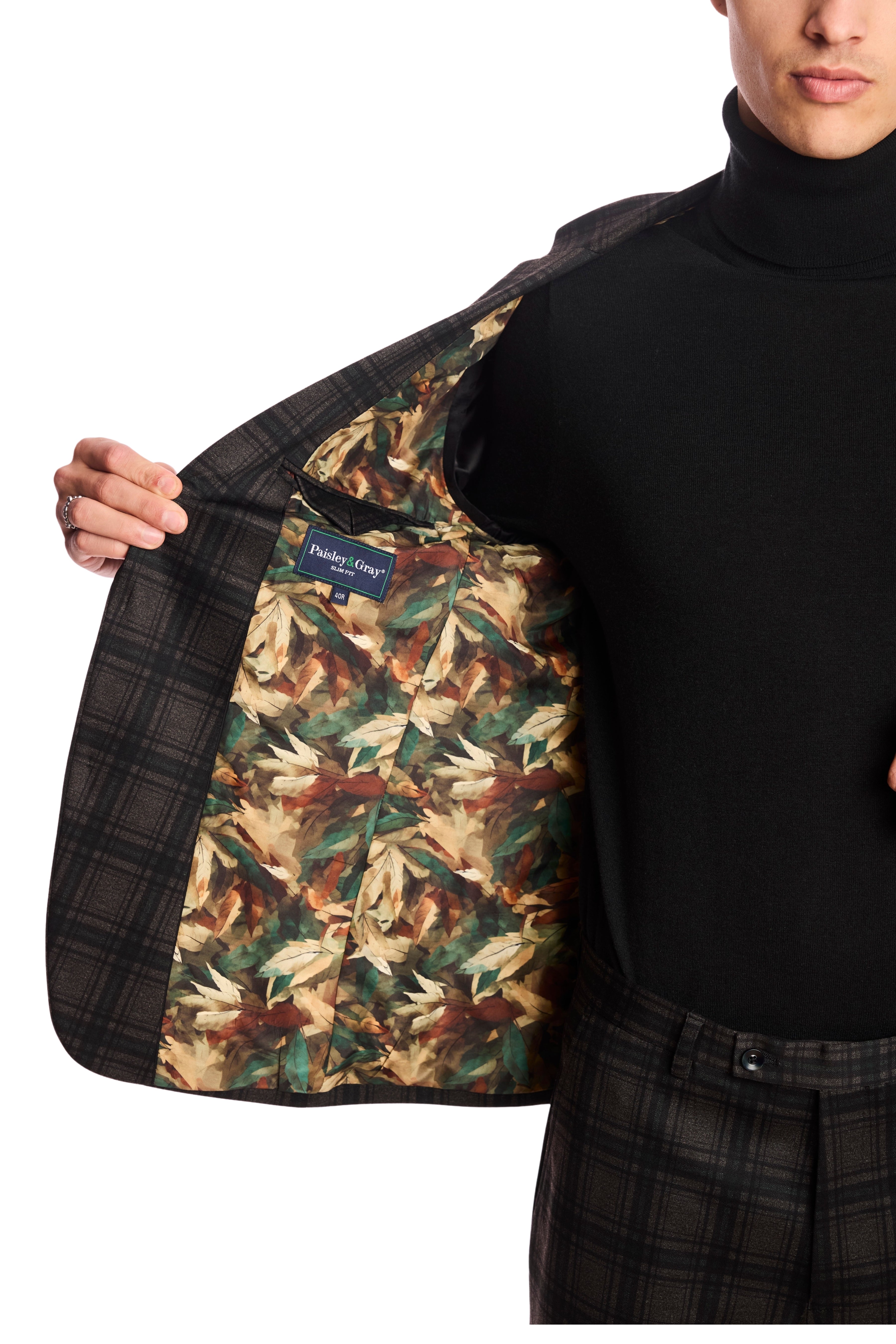 Dover Notch Jacket - slim - Green Charcoal Plaid