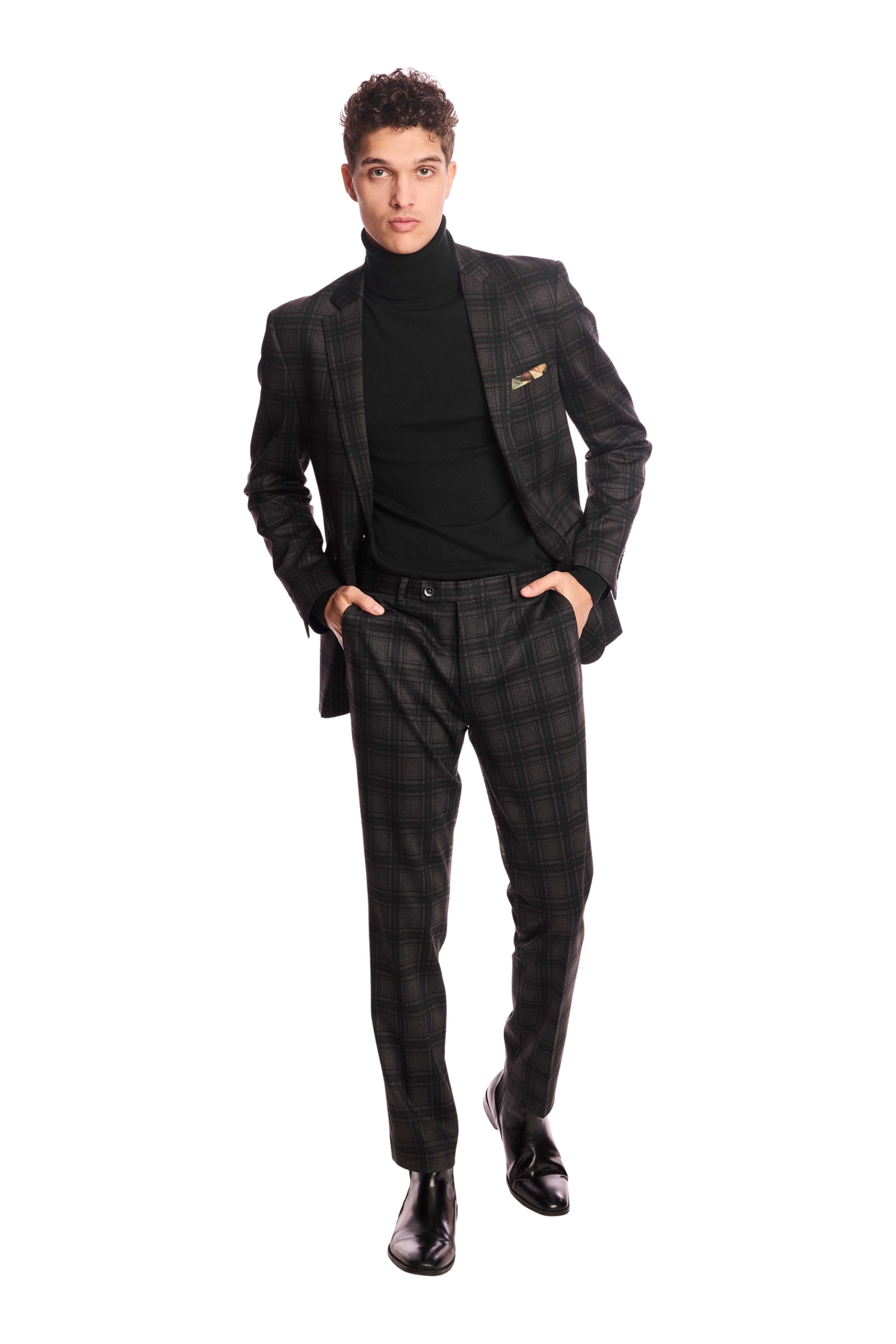 Dover Notch Jacket - slim - Green Charcoal Plaid