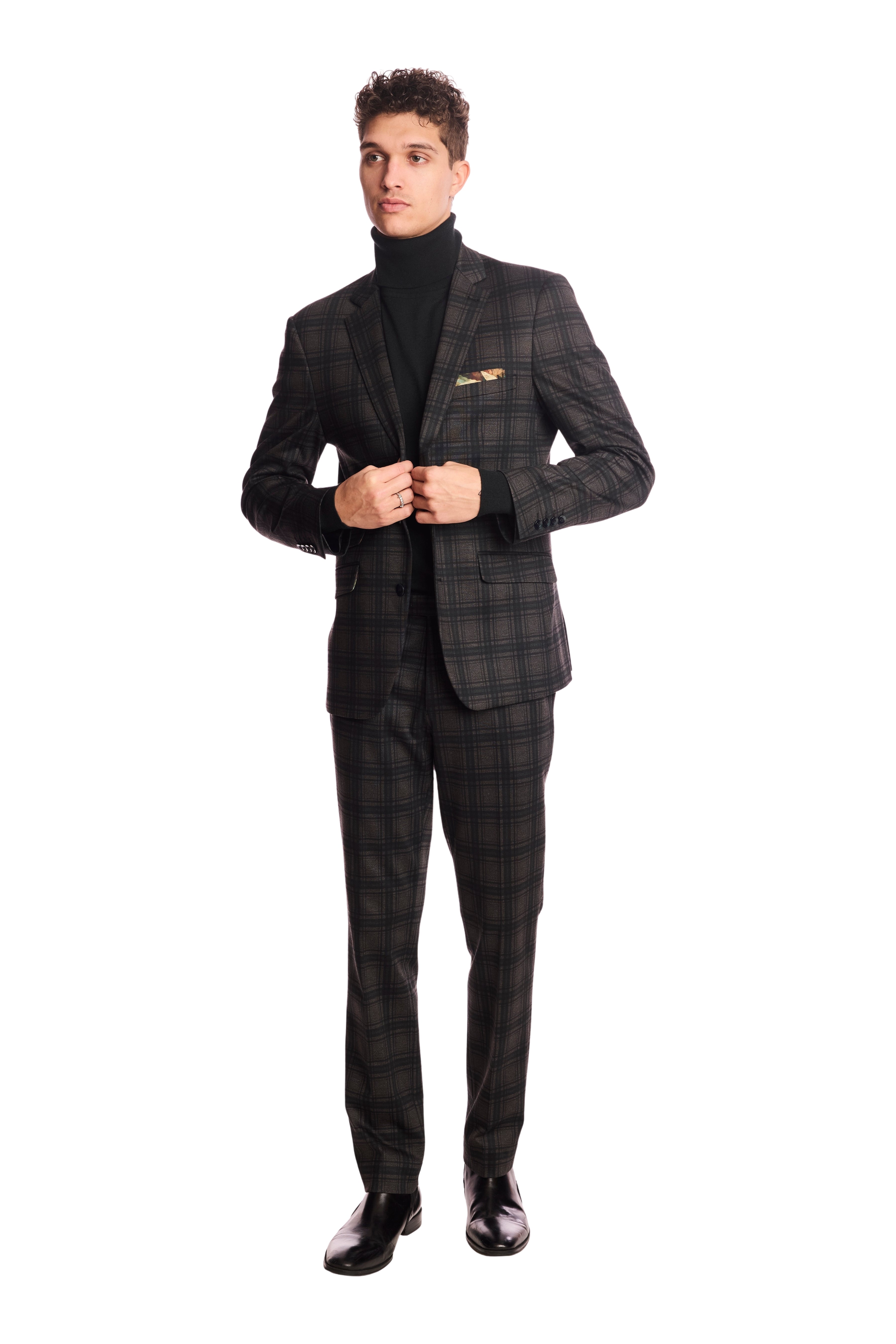 Dover Notch Jacket - slim - Green Charcoal Plaid