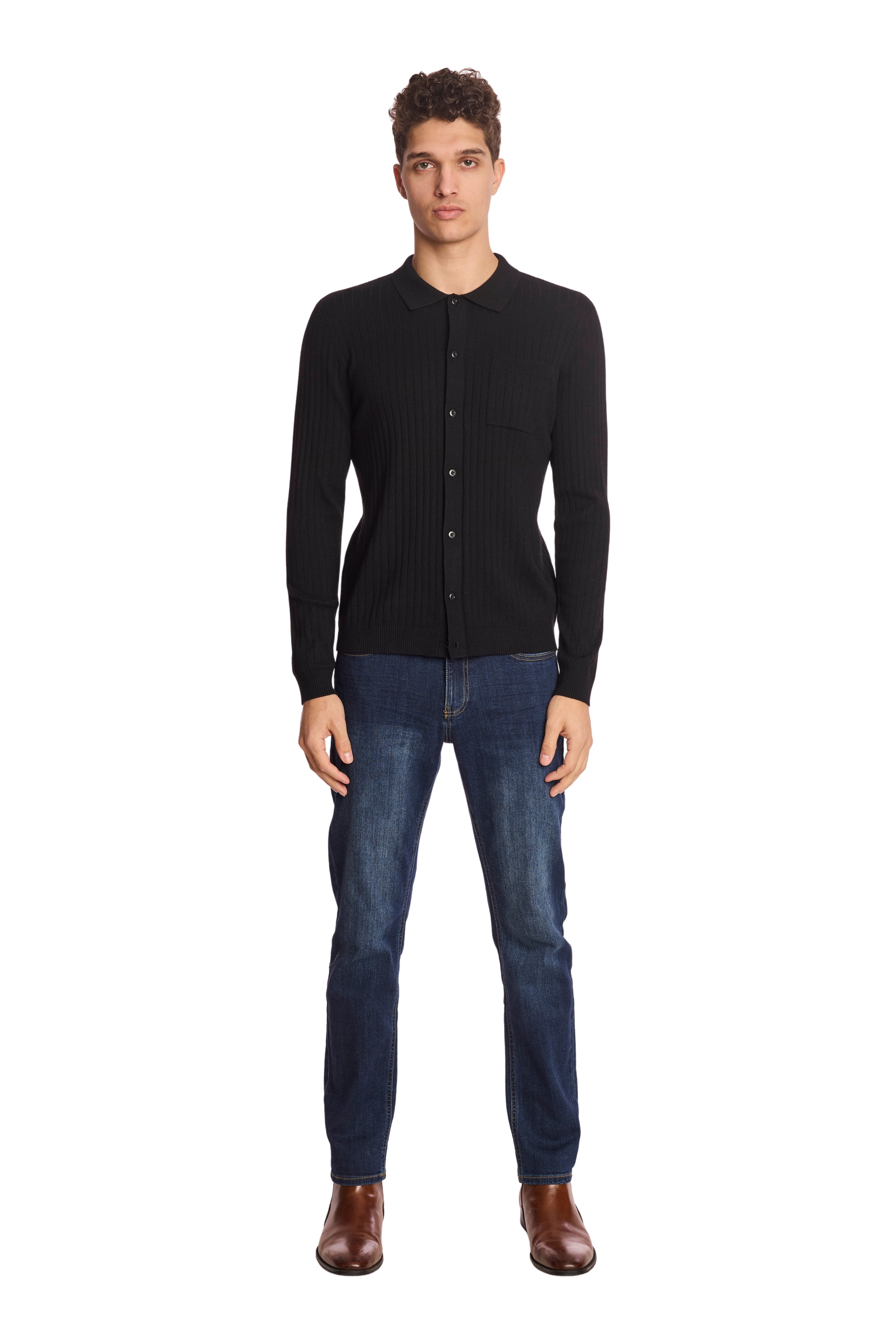 Full Placket Polo - Black Onyx