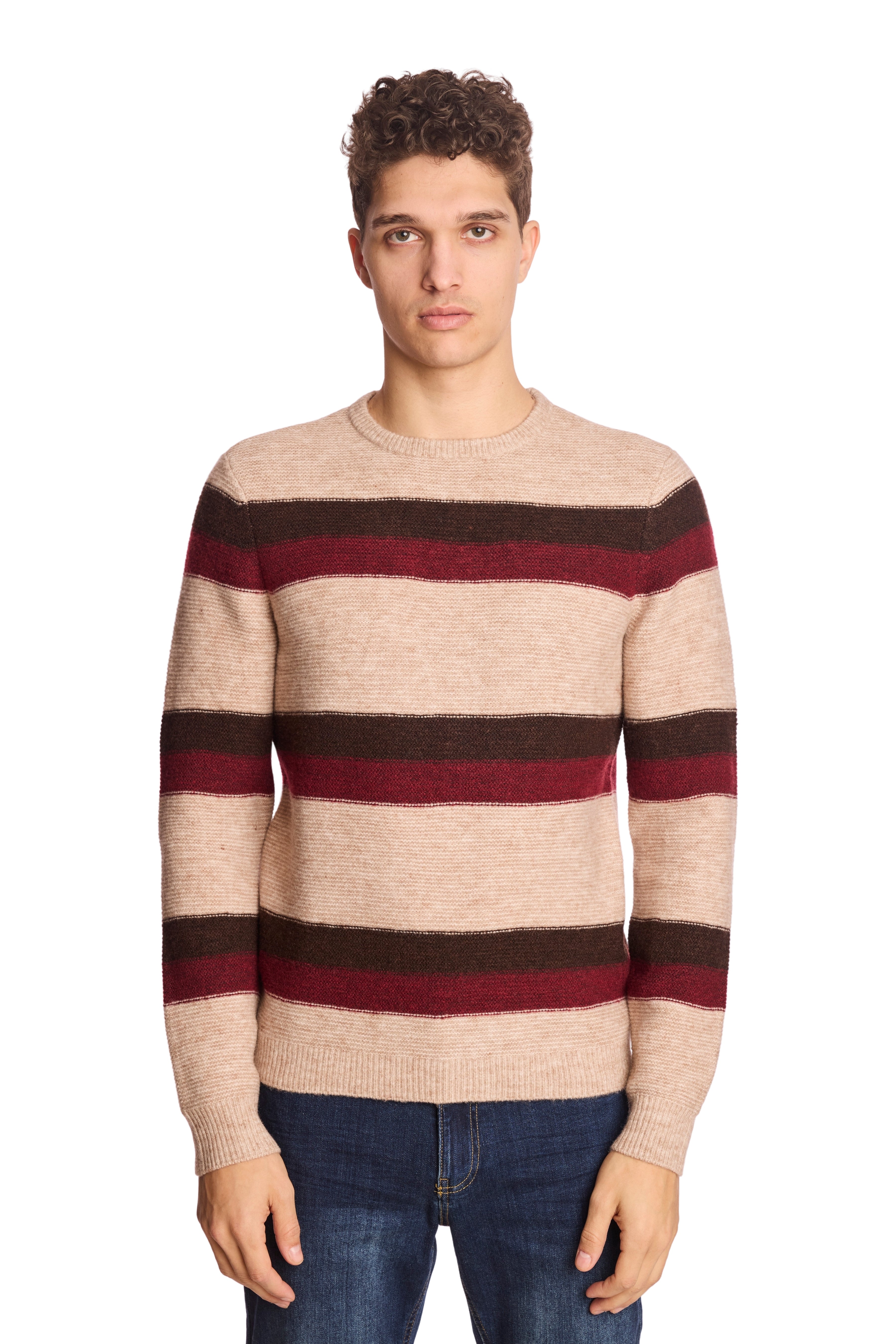 Crewneck Sweater - Cherry Coffee Stripe