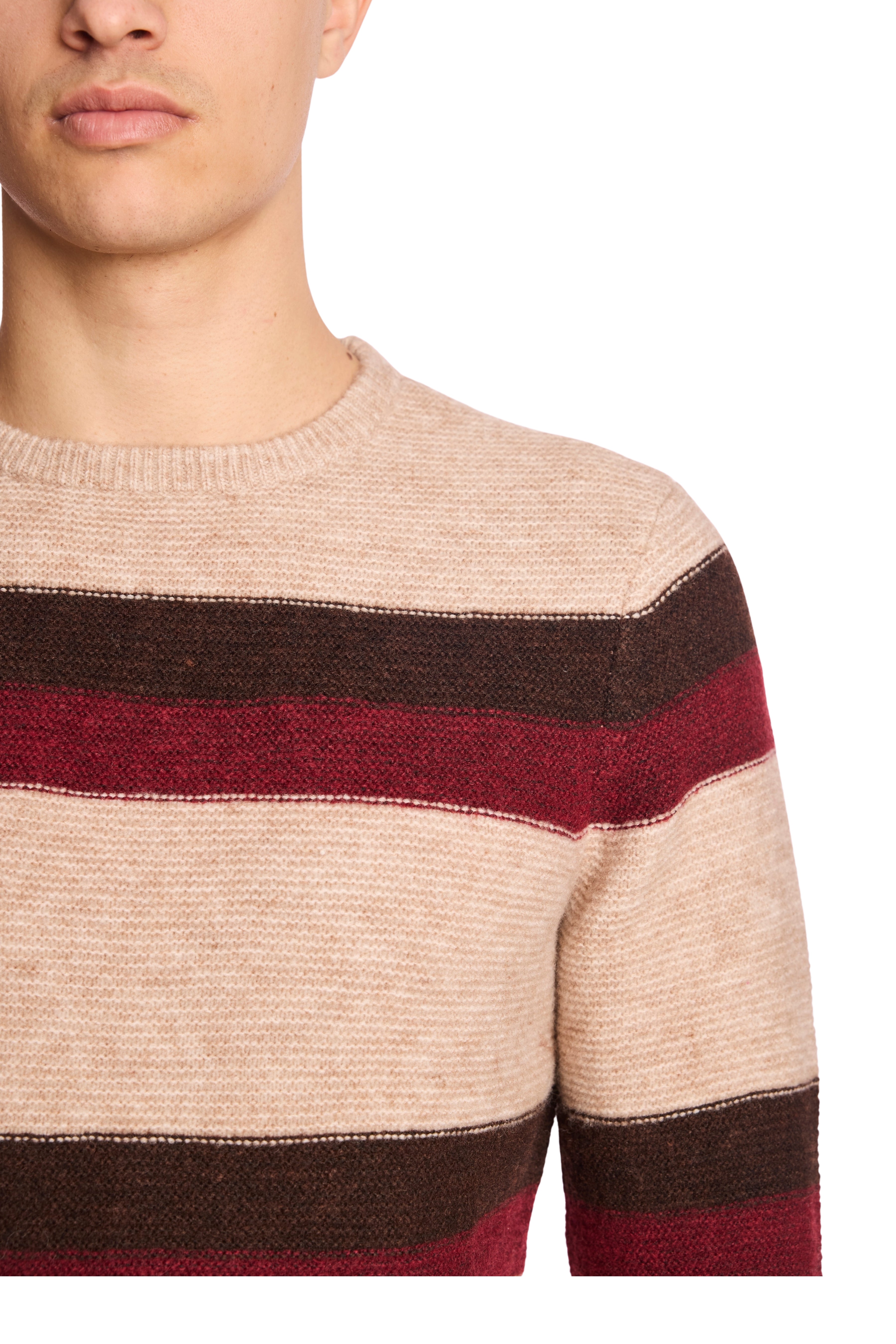Crewneck Sweater - Cherry Coffee Stripe