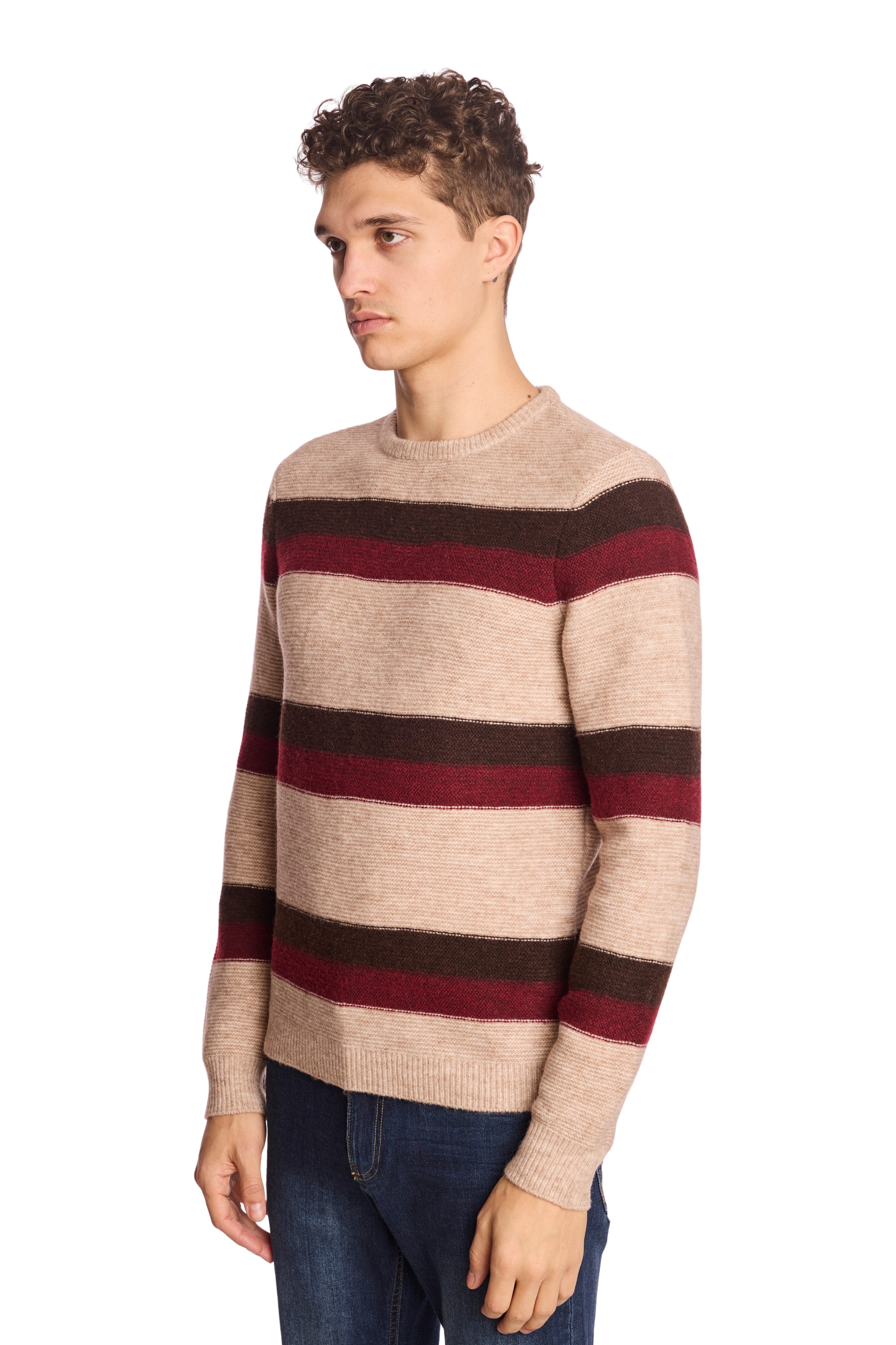 Crewneck Sweater - Cherry Coffee Stripe