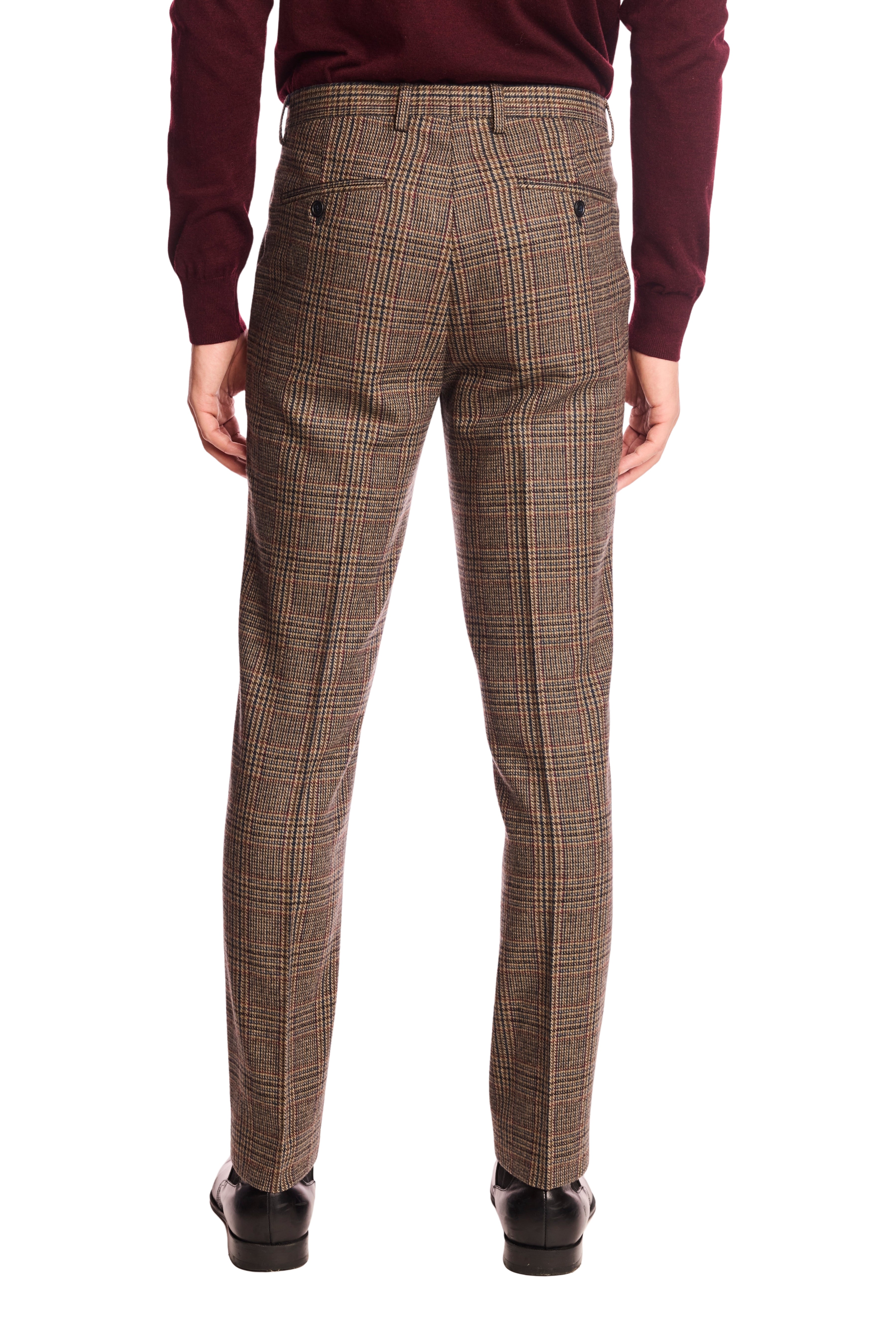 Downing pants - slim - Teal Burgundy Brown Plaid