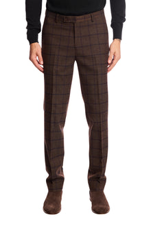  Downing pants - slim - Brown & Violet Windowpane