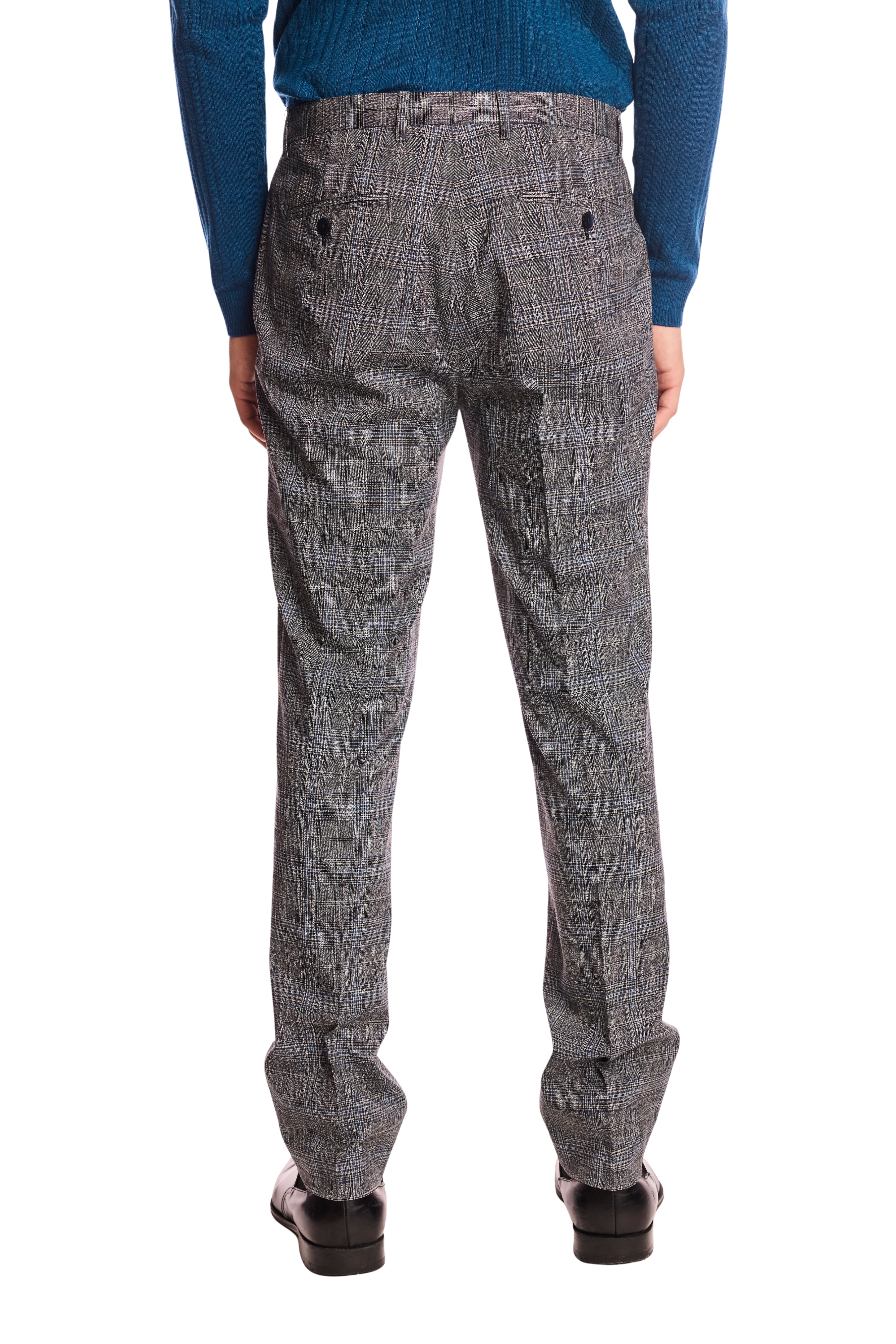 Downing pants - slim - Blue & Black Plaid