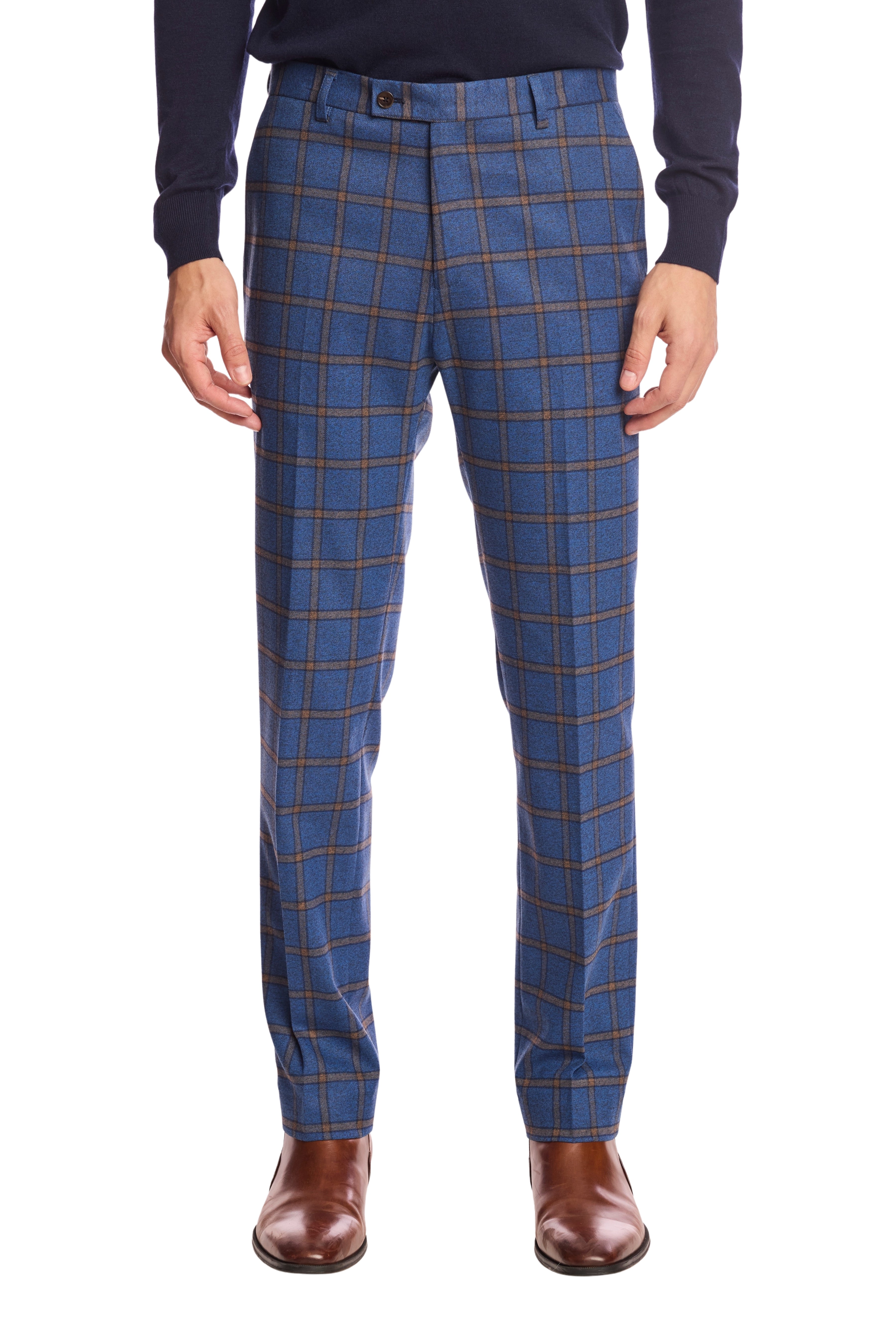 Downing pants - slim - Blue Yellow Windowpane